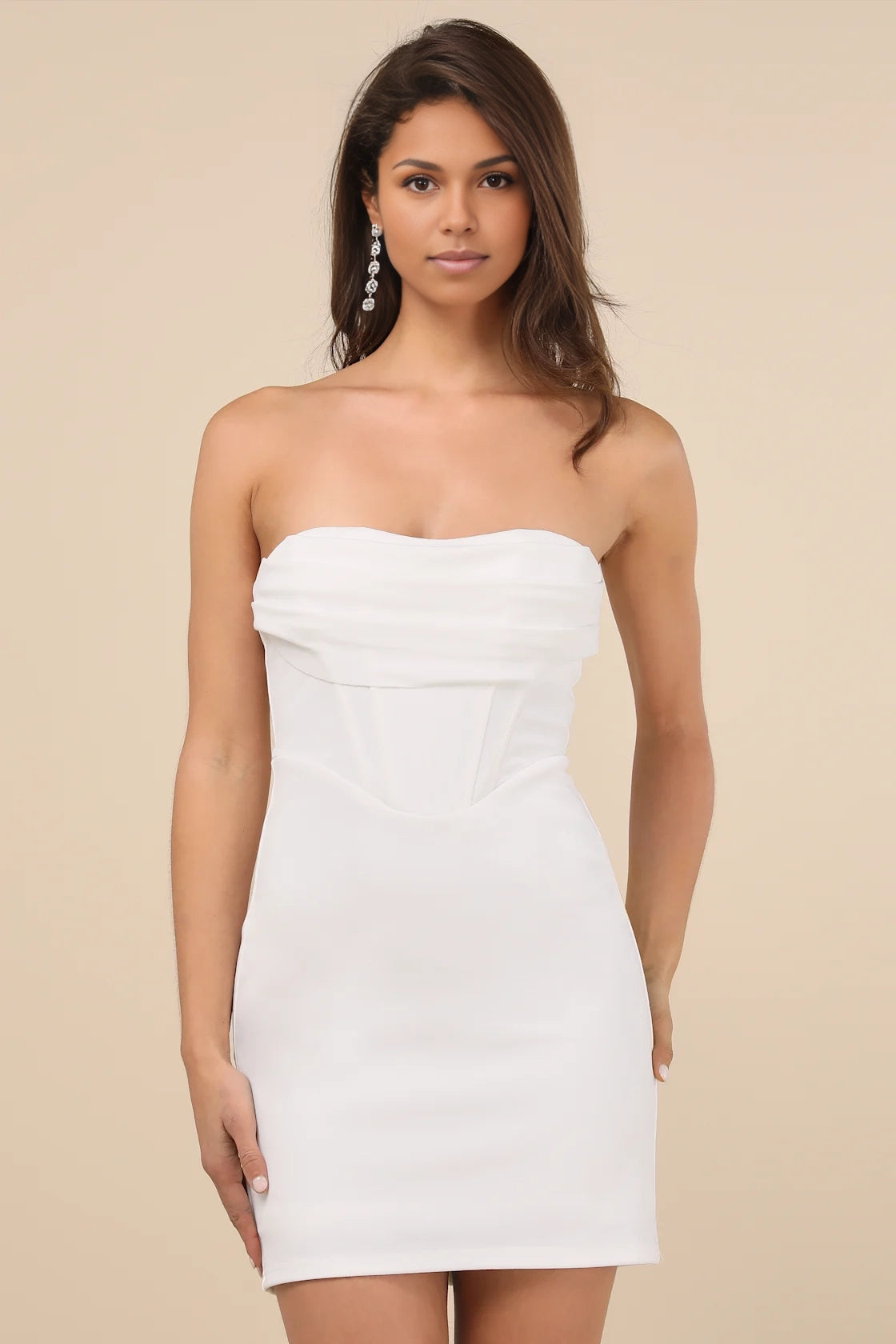 Bodycon Strapless Corset Zip Back Mini Homecoming Dress