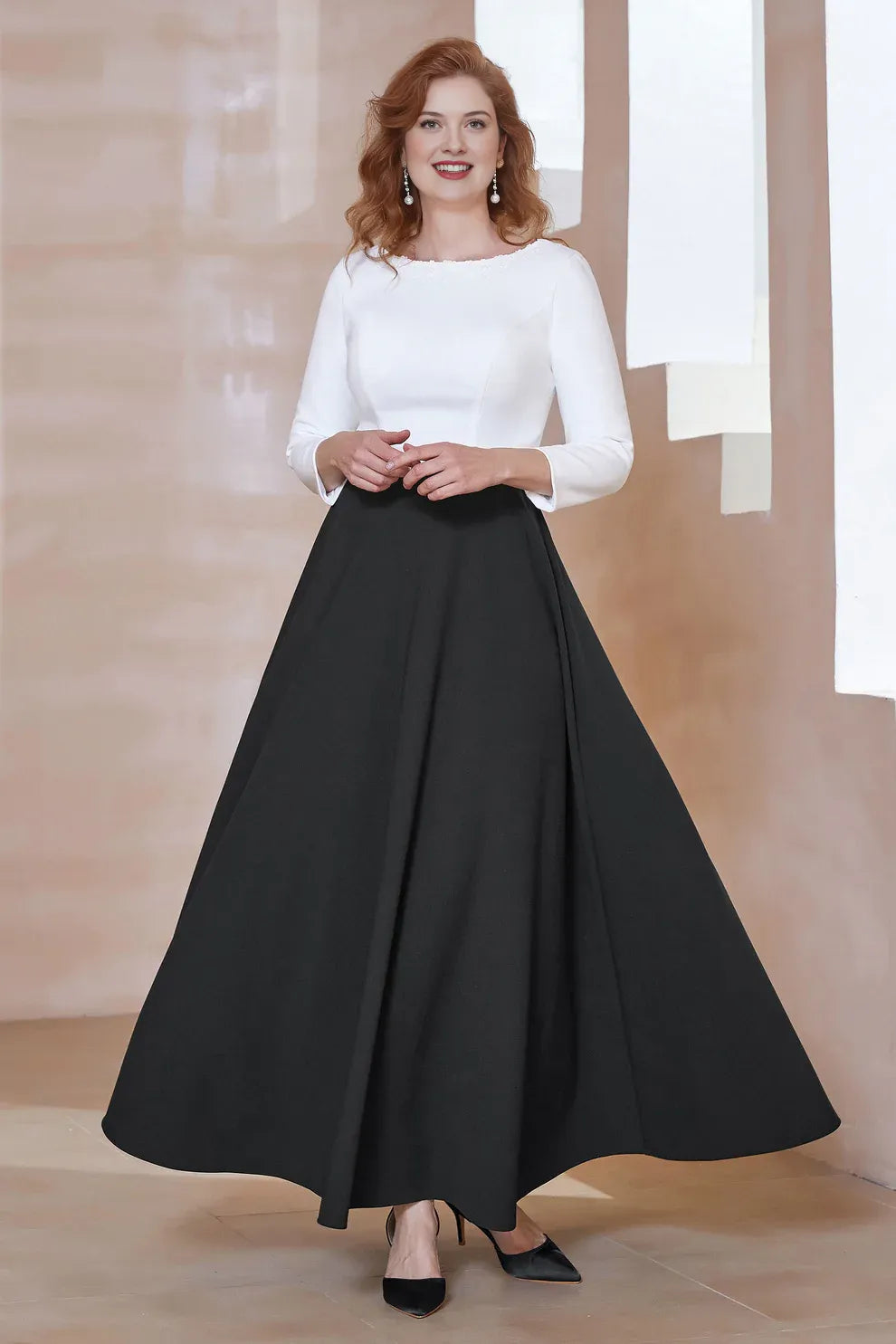 A-Line Boat Neck Crepe Mother of the Bride Dress with Beaded Neckline