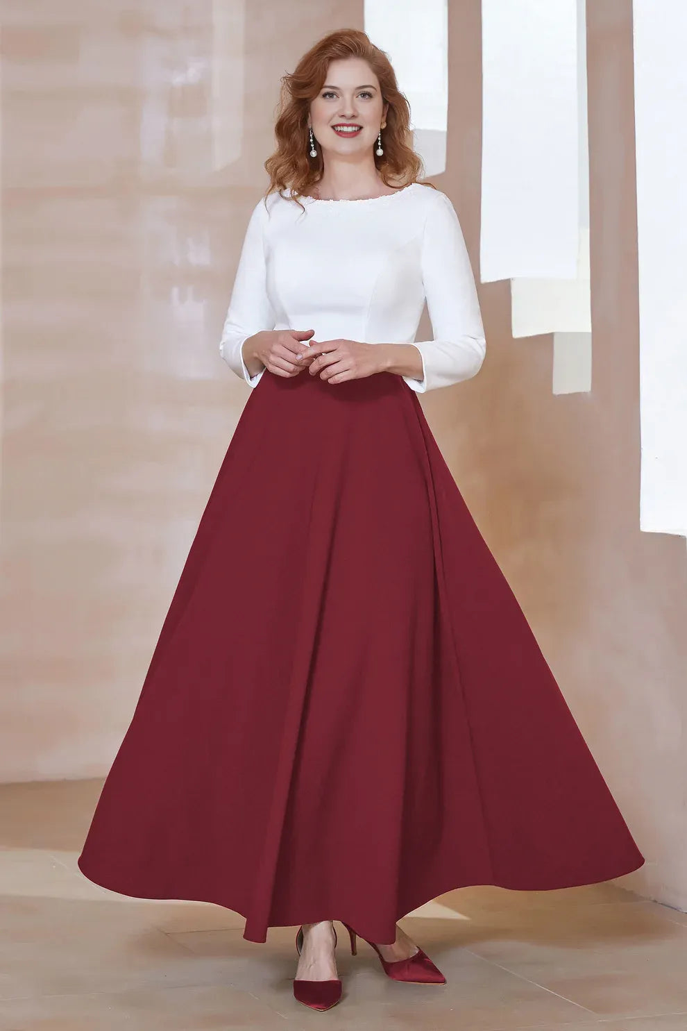 A-Line Boat Neck Crepe Mother of the Bride Dress with Beaded Neckline
