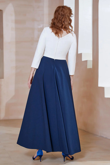 A-Line Boat Neck Crepe Mother of the Bride Dress with Beaded Neckline