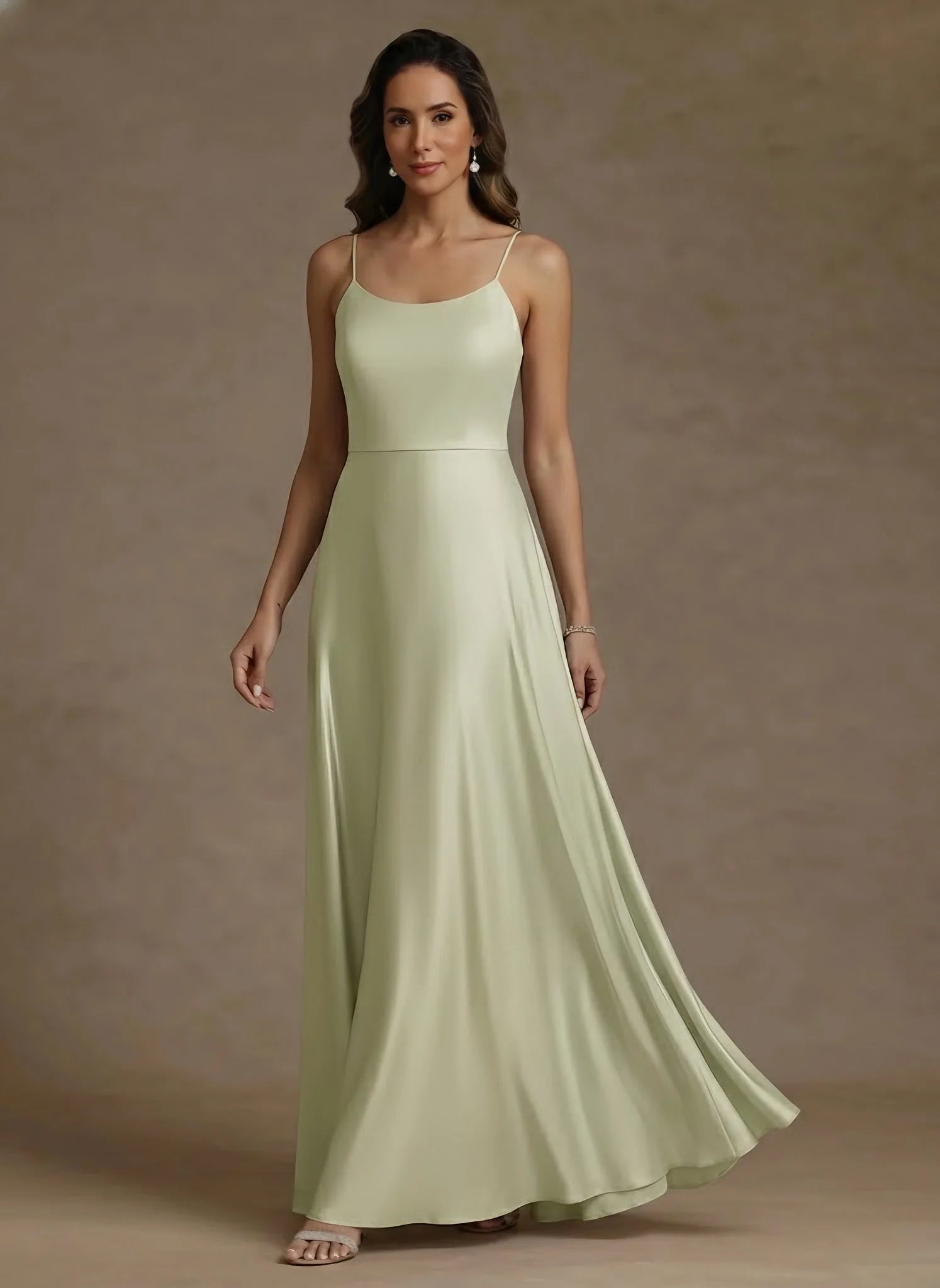 Two Piece A-Line Silk Satin Scoop Lace Floor Length Mother ofthe Bride Dresses
