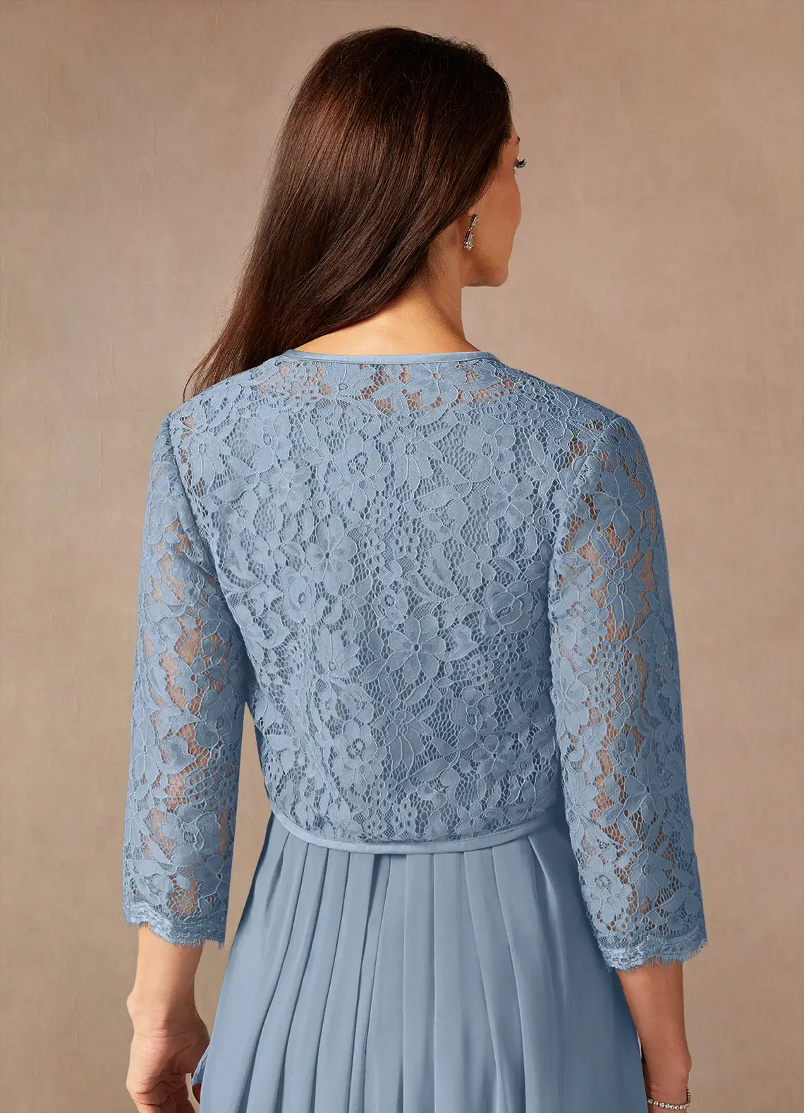 Two Piece Square Neck Chiffon Lace Maxi Formal Dress Mother of the Bride Dress