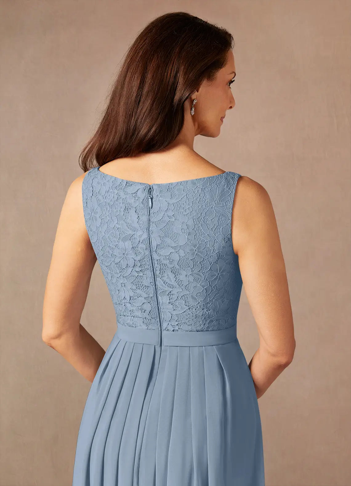 Two Piece Square Neck Chiffon Lace Maxi Formal Dress Mother of the Bride Dress