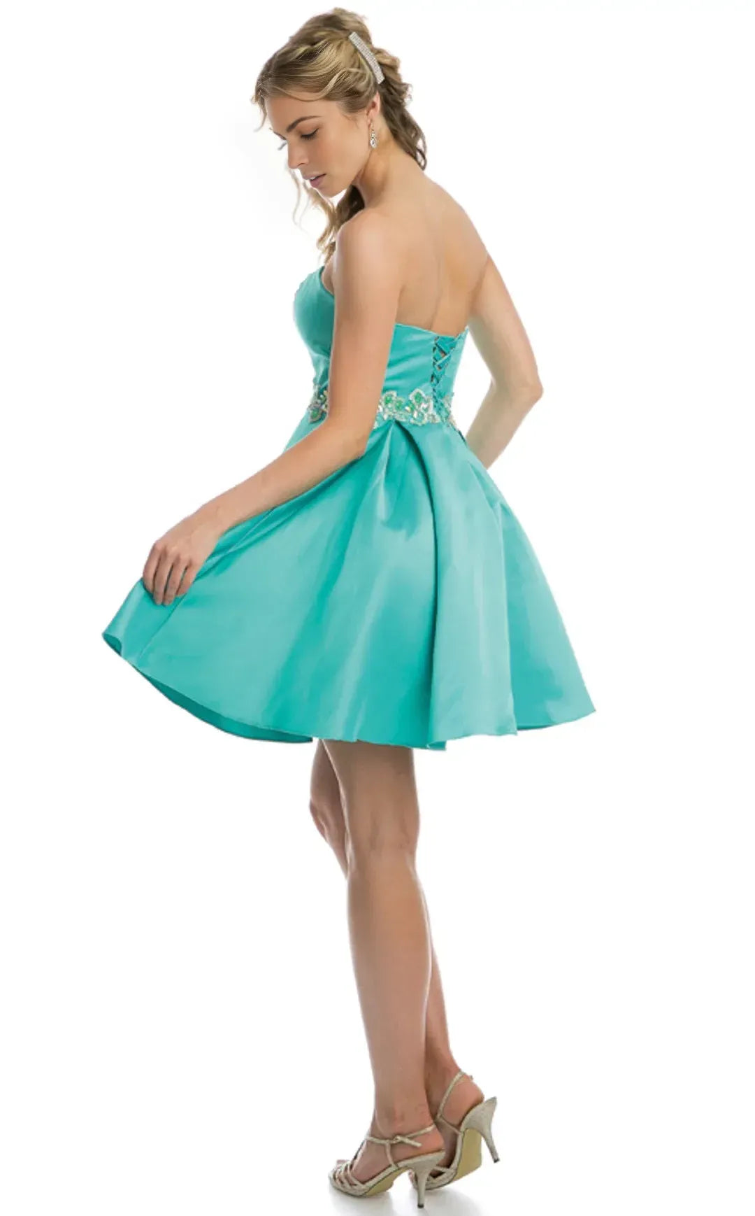 A-Line Strapless Sweetheart Neck Sleeveless Satin Short Homecoming Dress