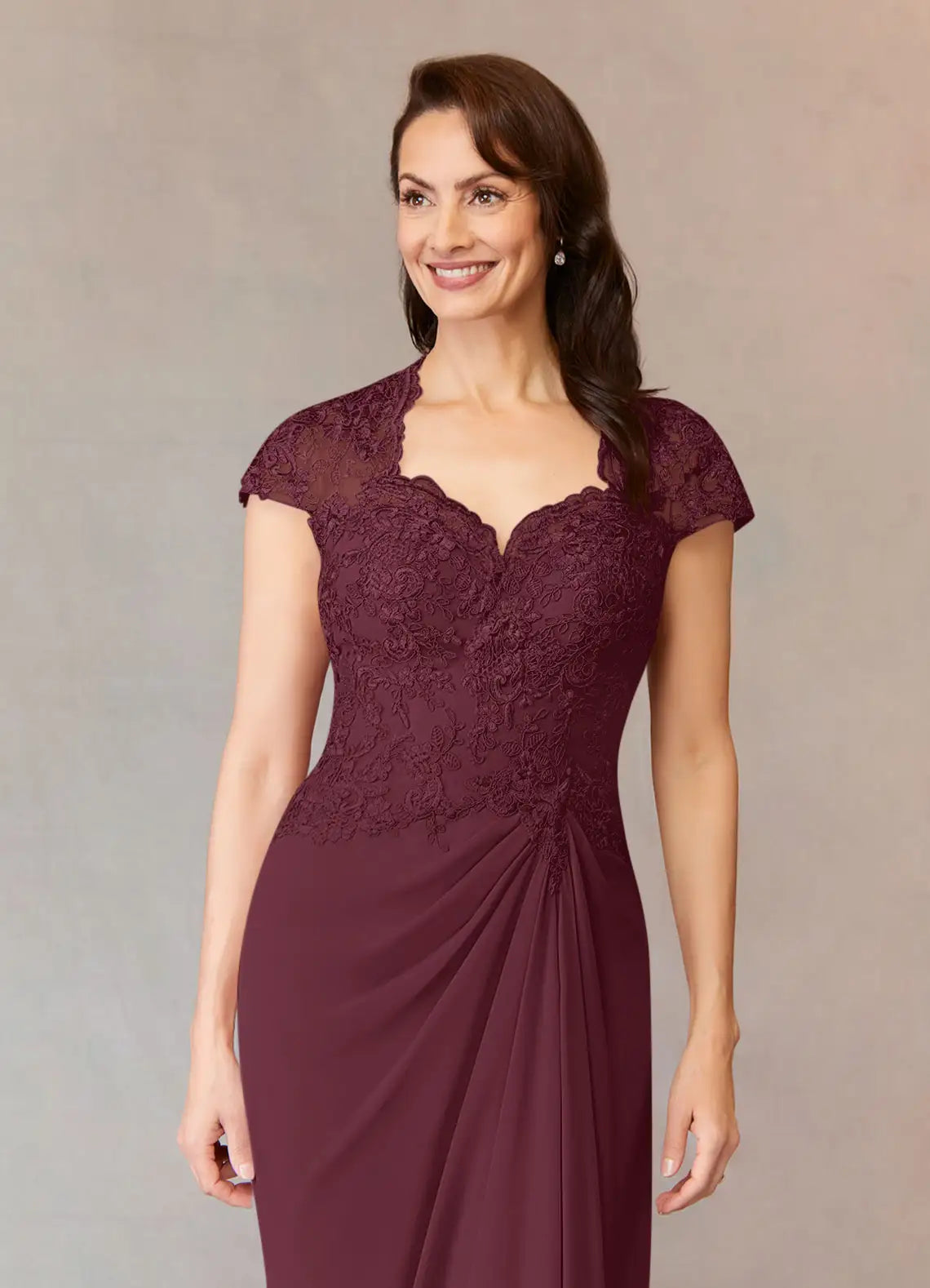 A-Line Sweetheart Chiffon Maxi Lace Formal Floor Length Mother of the Bride Dress