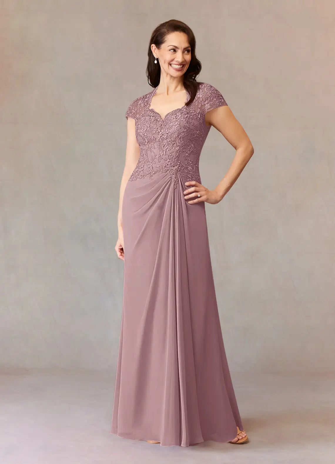 A-Line Sweetheart Chiffon Maxi Lace Formal Floor Length Mother of the Bride Dress