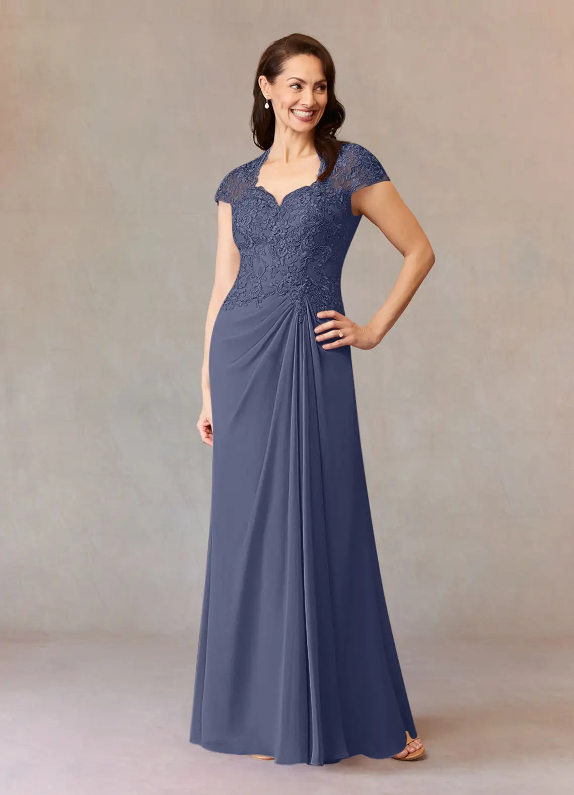 A-Line Sweetheart Chiffon Maxi Lace Formal Floor Length Mother of the Bride Dress