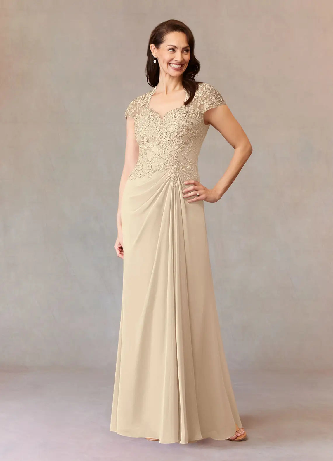 A-Line Sweetheart Chiffon Maxi Lace Formal Floor Length Mother of the Bride Dress
