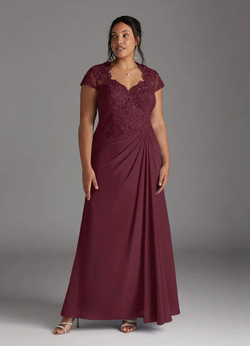 A-Line Sweetheart Chiffon Maxi Lace Formal Floor Length Mother of the Bride Dress
