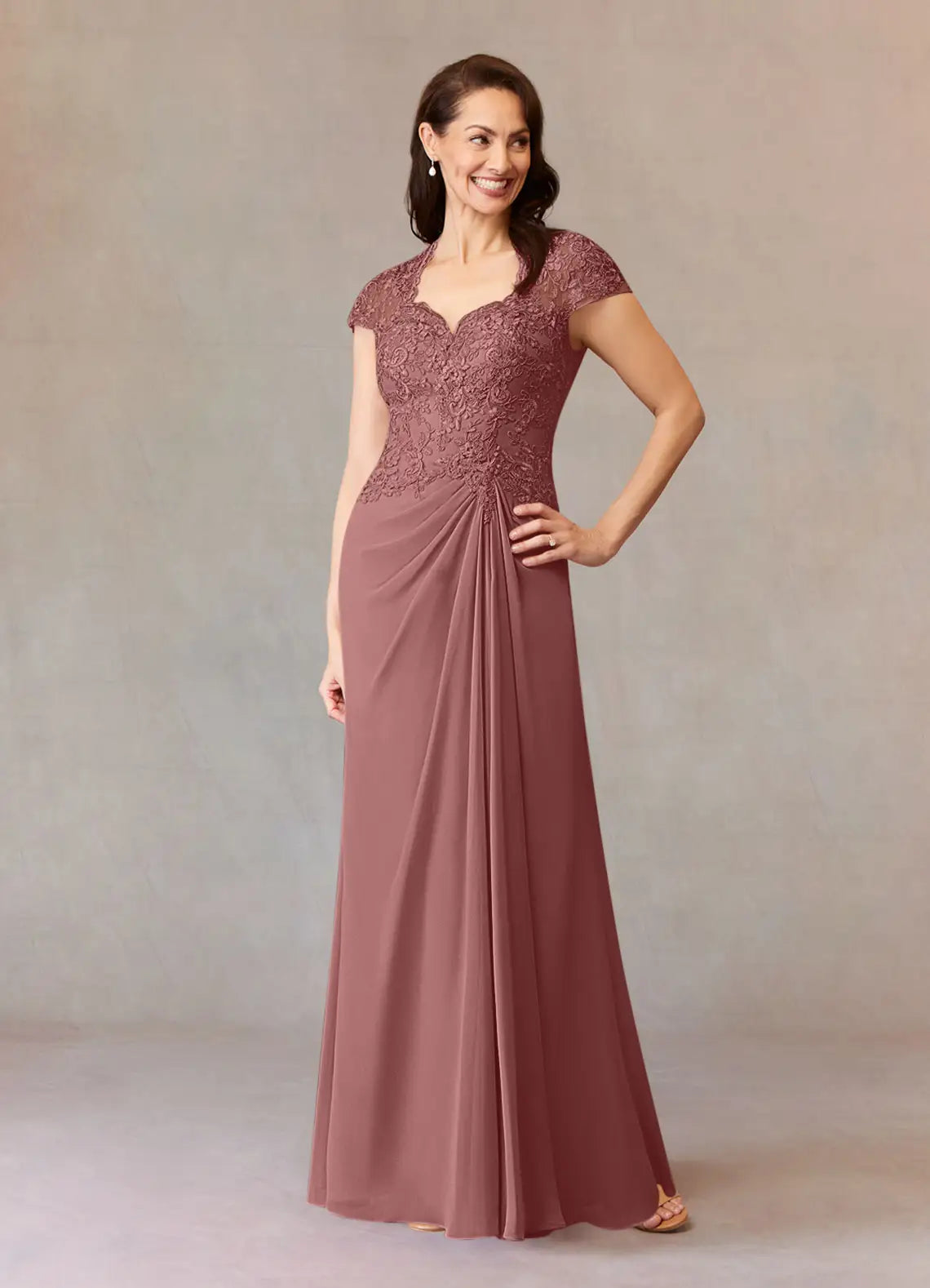 A-Line Sweetheart Chiffon Maxi Lace Formal Floor Length Mother of the Bride Dress
