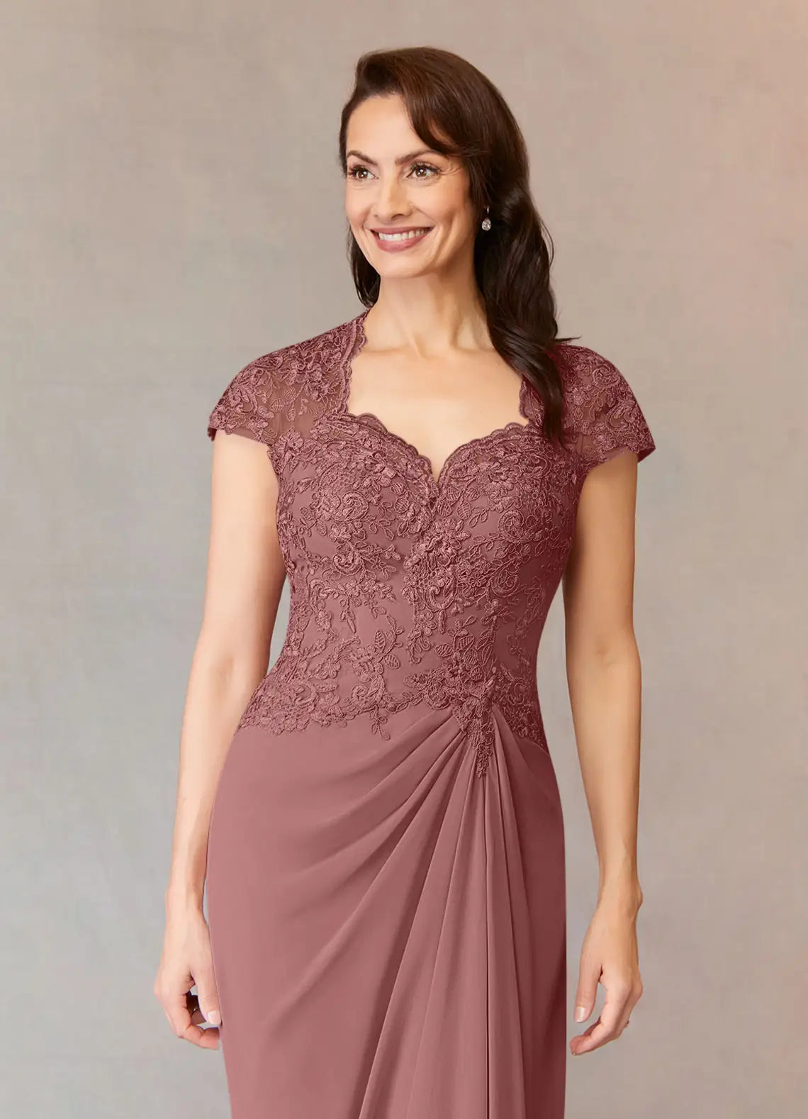 A-Line Sweetheart Chiffon Maxi Lace Formal Floor Length Mother of the Bride Dress