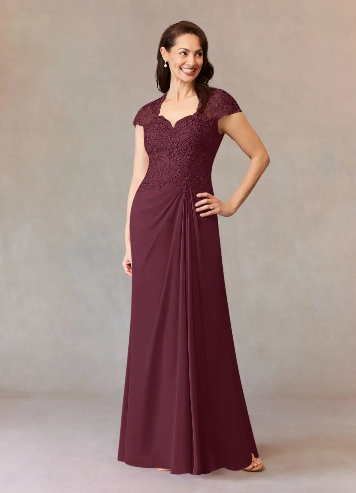A-Line Sweetheart Chiffon Maxi Lace Formal Floor Length Mother of the Bride Dress