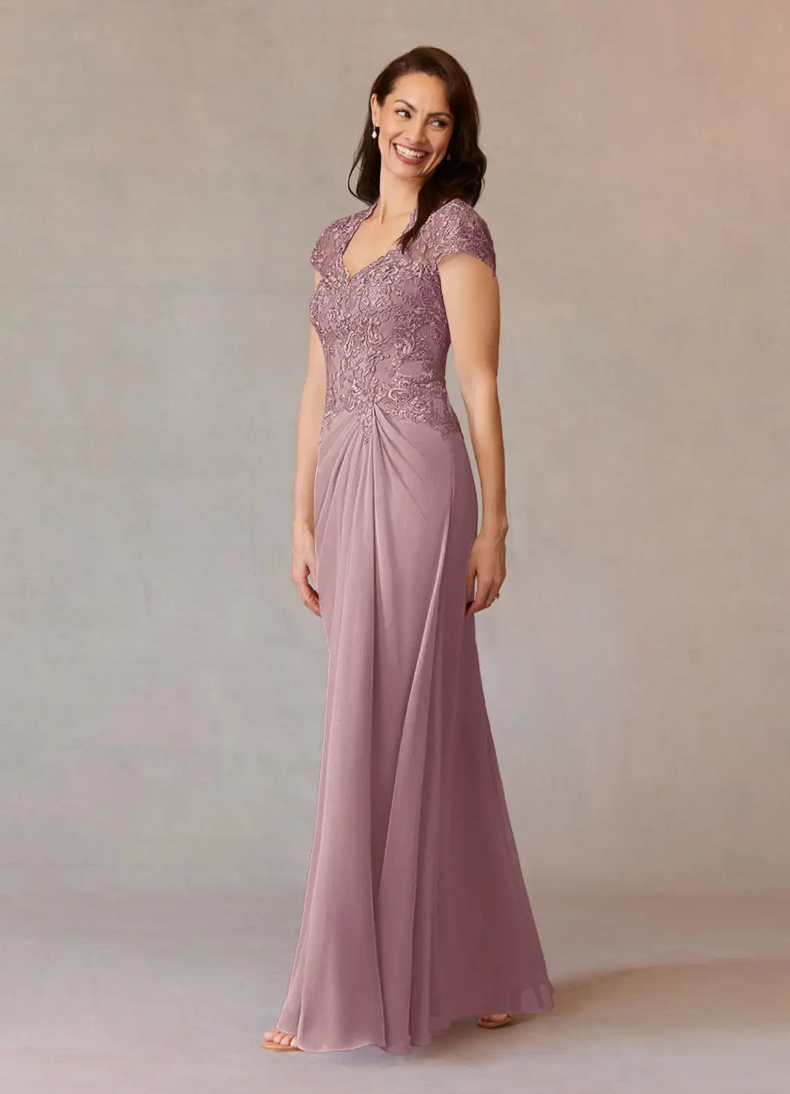 A-Line Sweetheart Chiffon Maxi Lace Formal Floor Length Mother of the Bride Dress