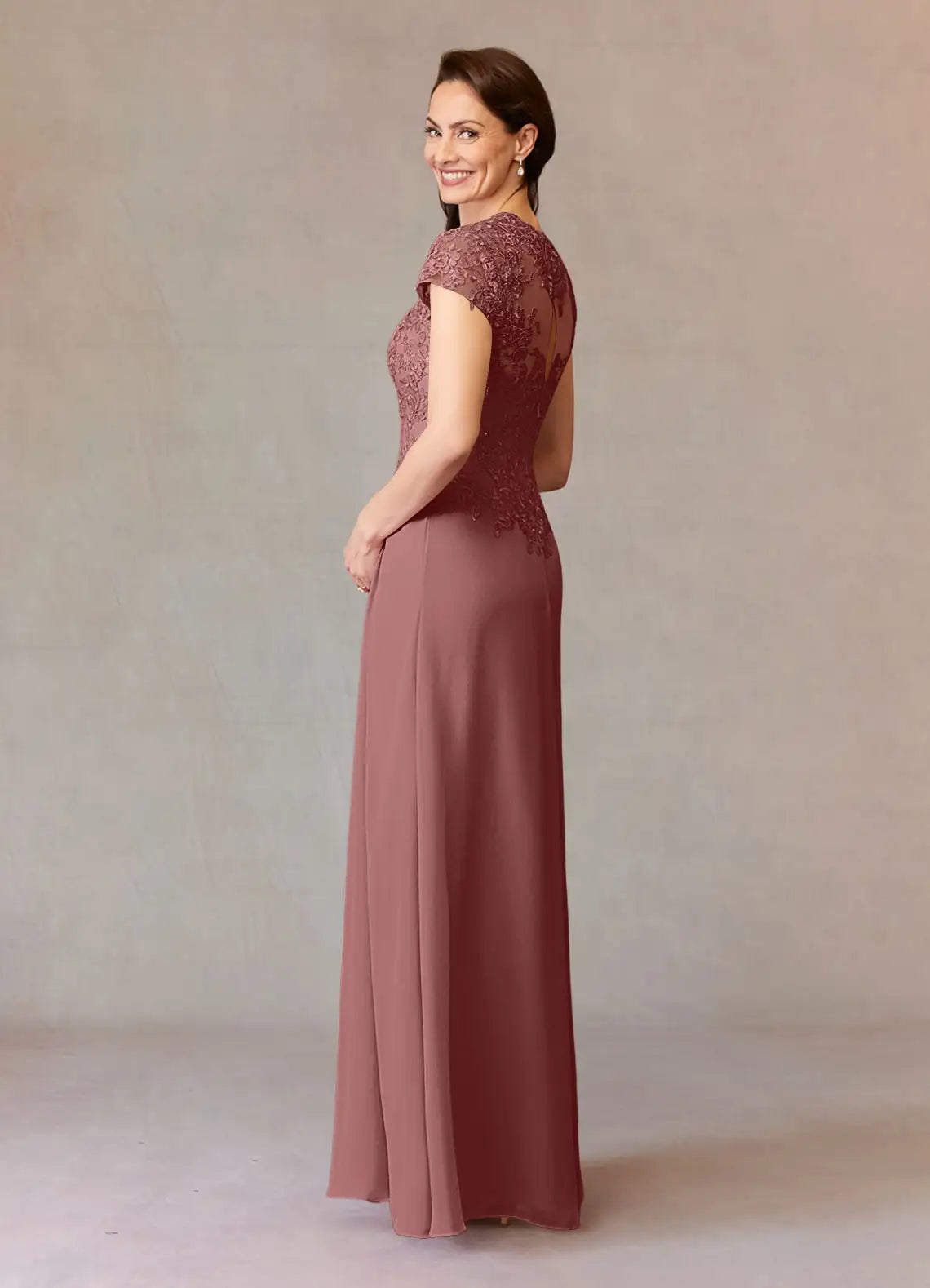 A-Line Sweetheart Chiffon Maxi Lace Formal Floor Length Mother of the Bride Dress