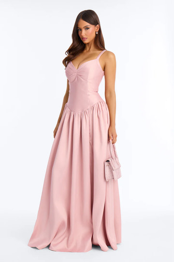 A-Line Sweetheart Neck Satin Floor Length Ruched Evening Maxi Gown