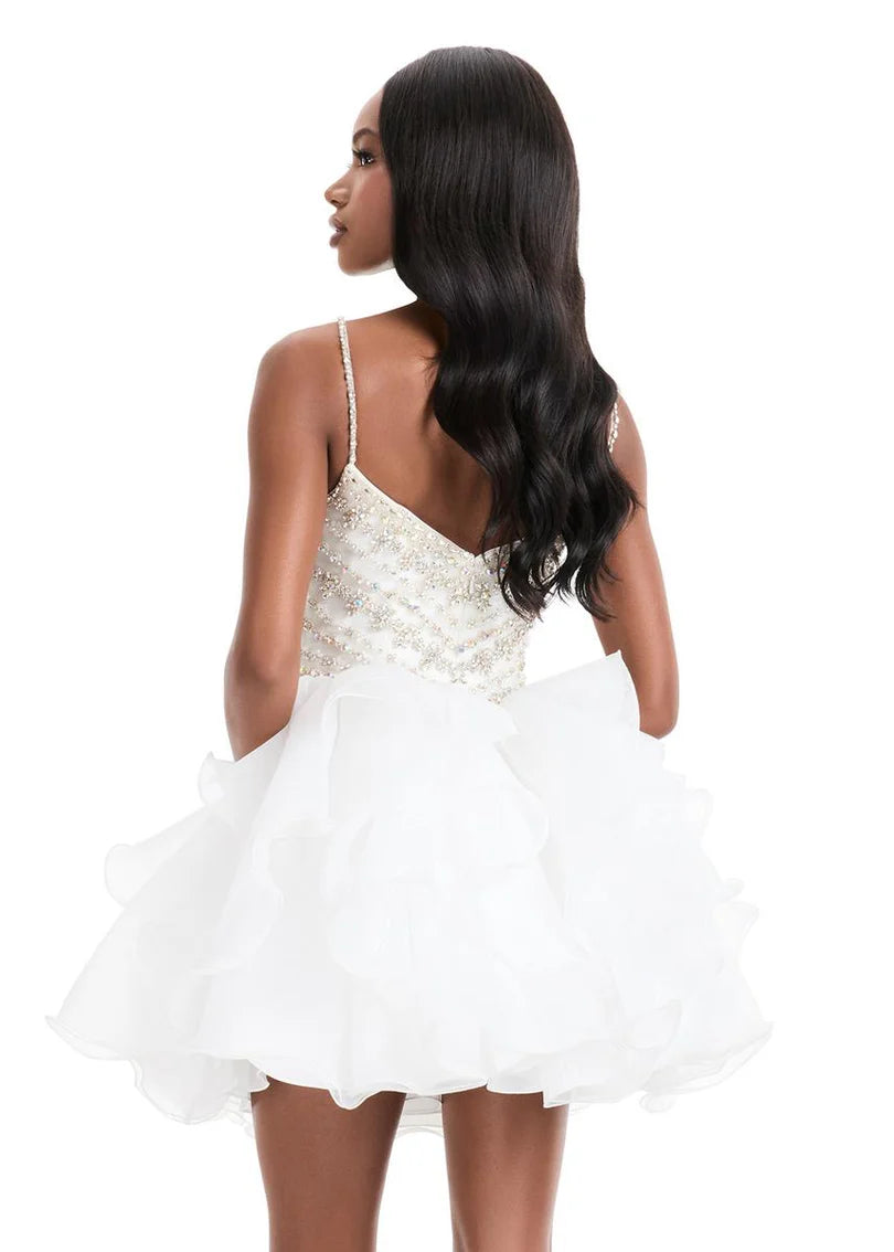 A-Line Sweetheart Organza Mini Homecoming Dress Beaded Cocktail Dress
