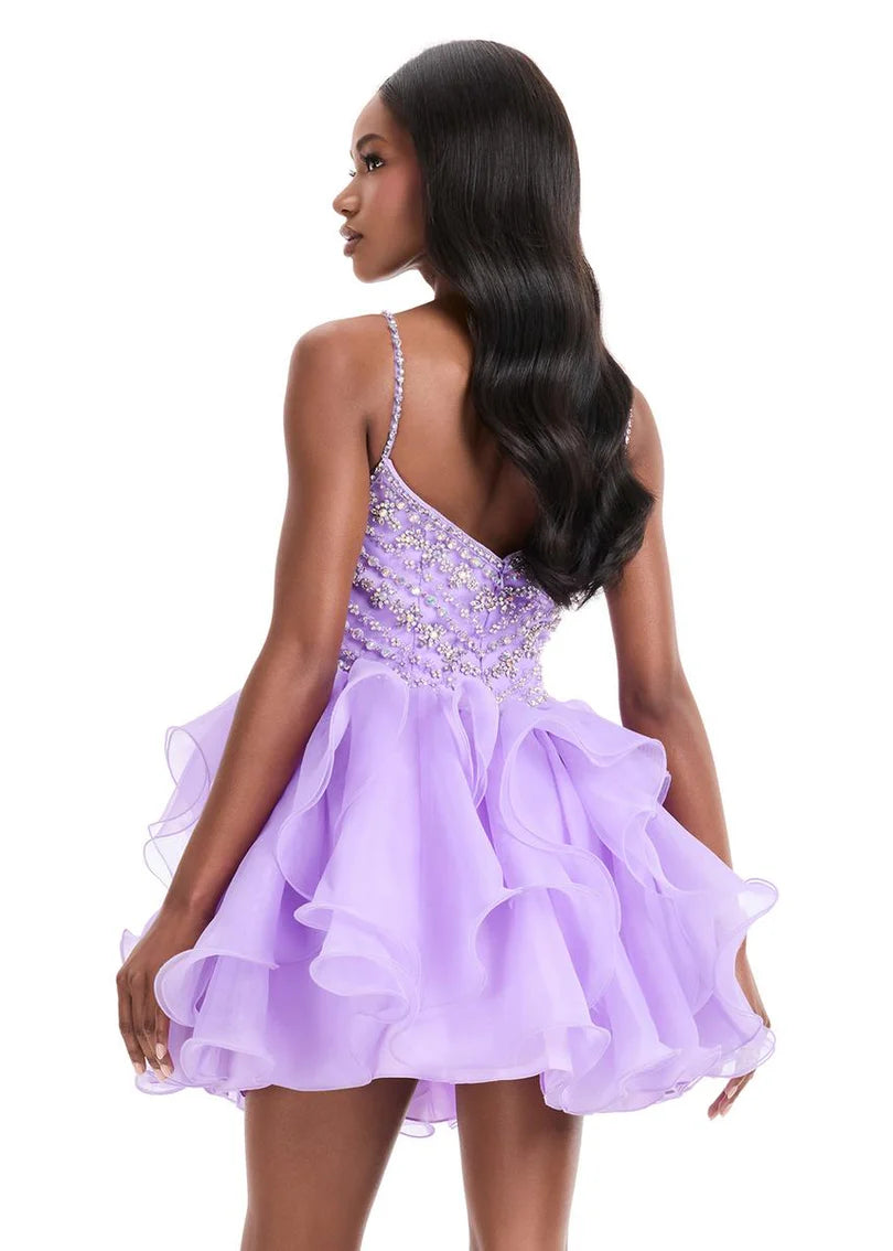 A-Line Sweetheart Organza Mini Homecoming Dress Beaded Cocktail Dress