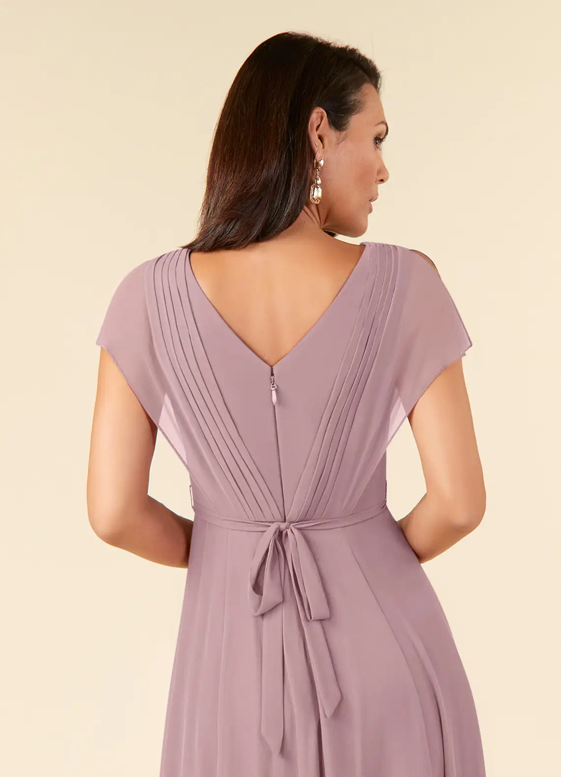 A-Line V-Neck Chiffon Midi Lace Formal Mother of the Bride Dress