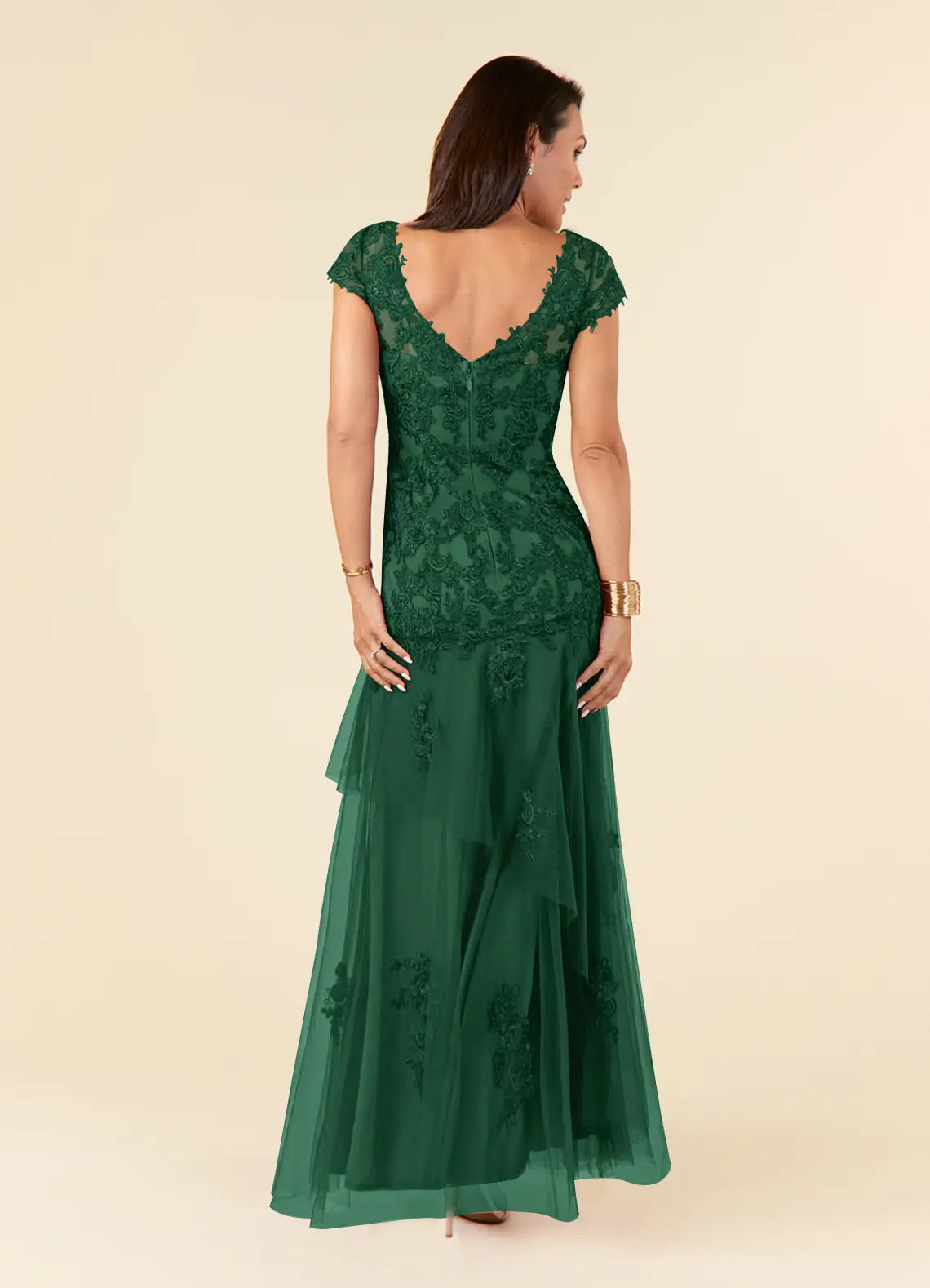 Elegant A-Line V-Neck Lace Tulle Mother of the Bride Dress with Sequin