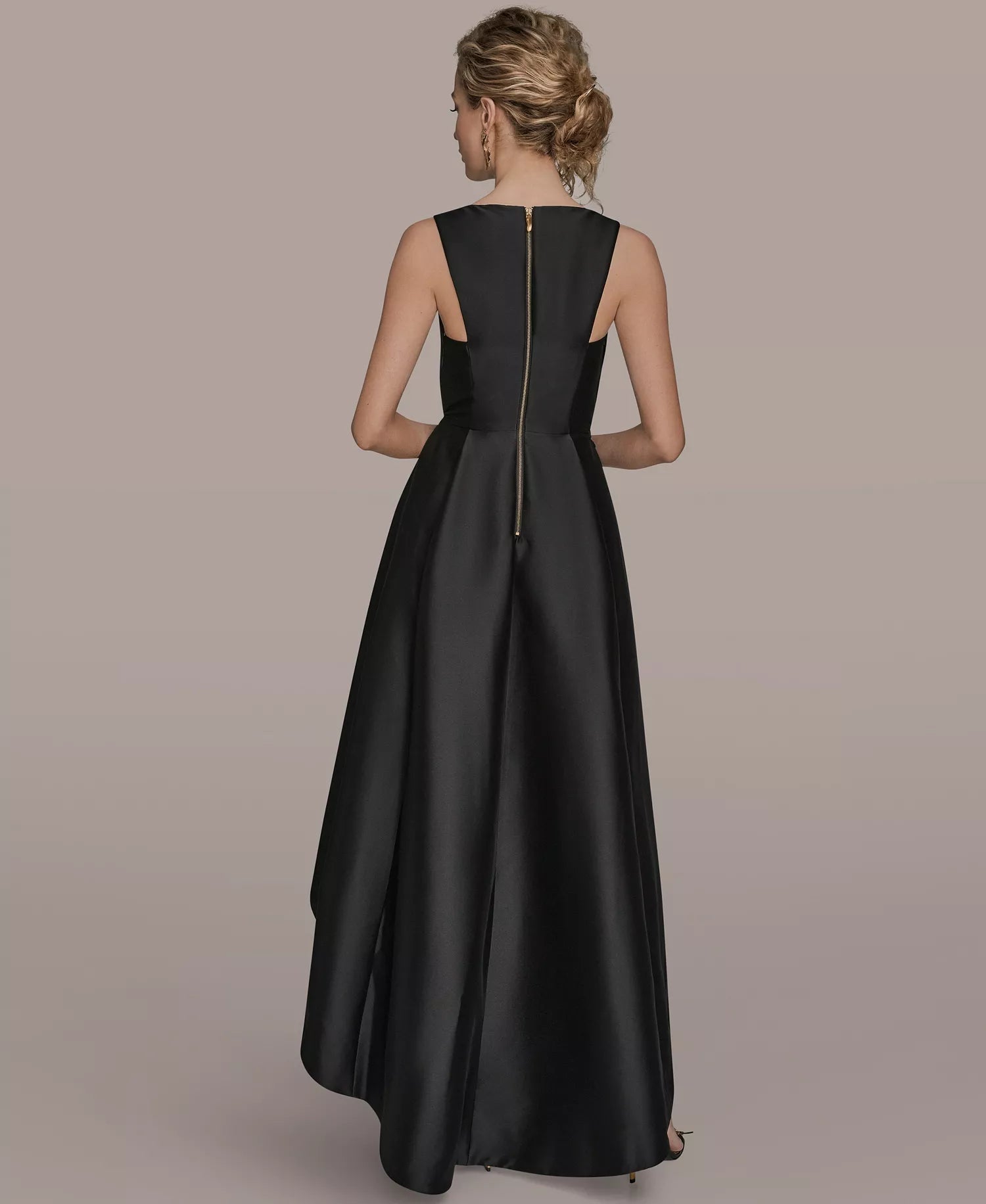 A-Line V-Neck Satin Asymmetrical High-Low Cocktail Dress