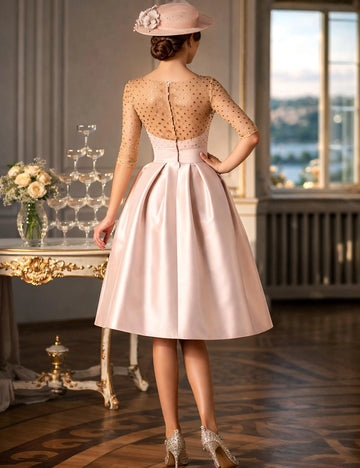 Vedress retro formal dress sheer dot tulle zipper closed back rear full shot