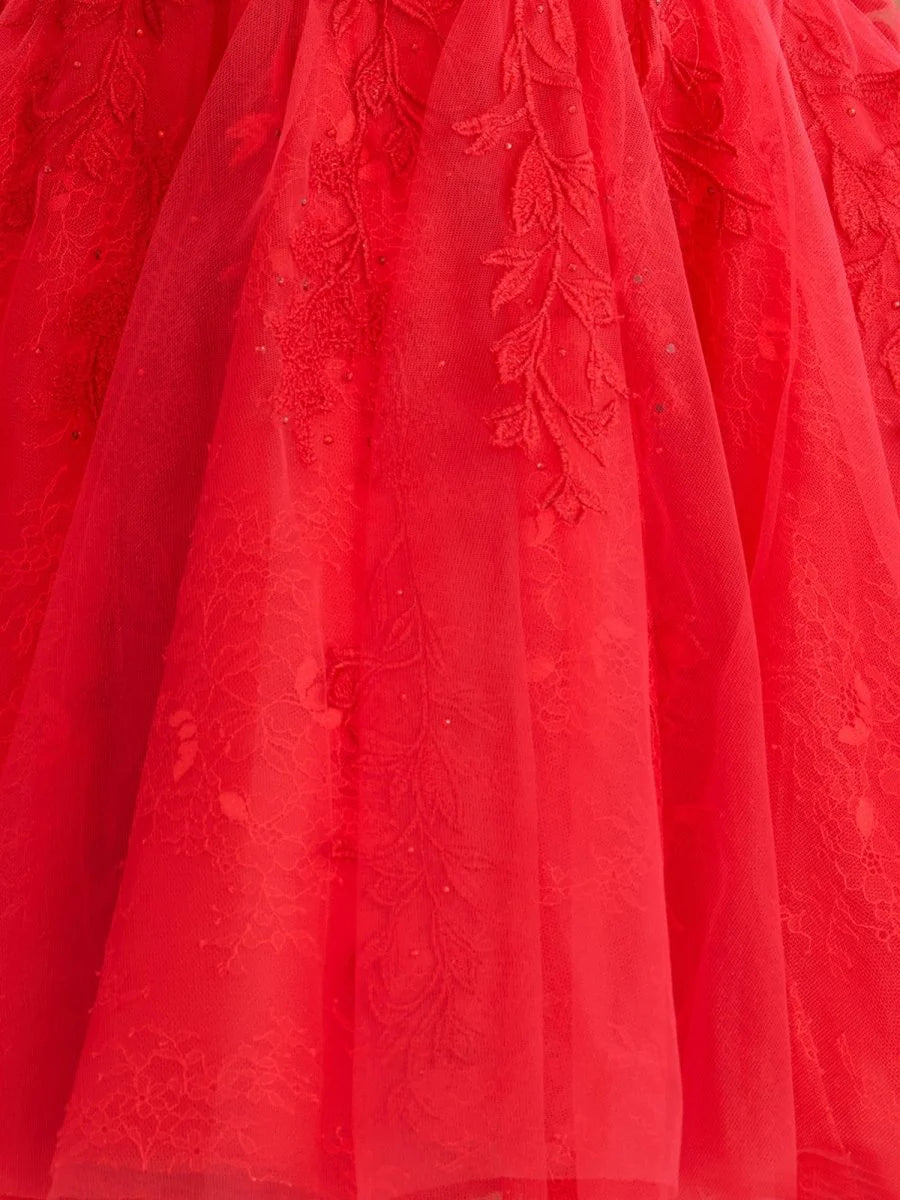 Fairy-Tale A-line Strapless Tulle Mini Corset Back Homecoming Dress