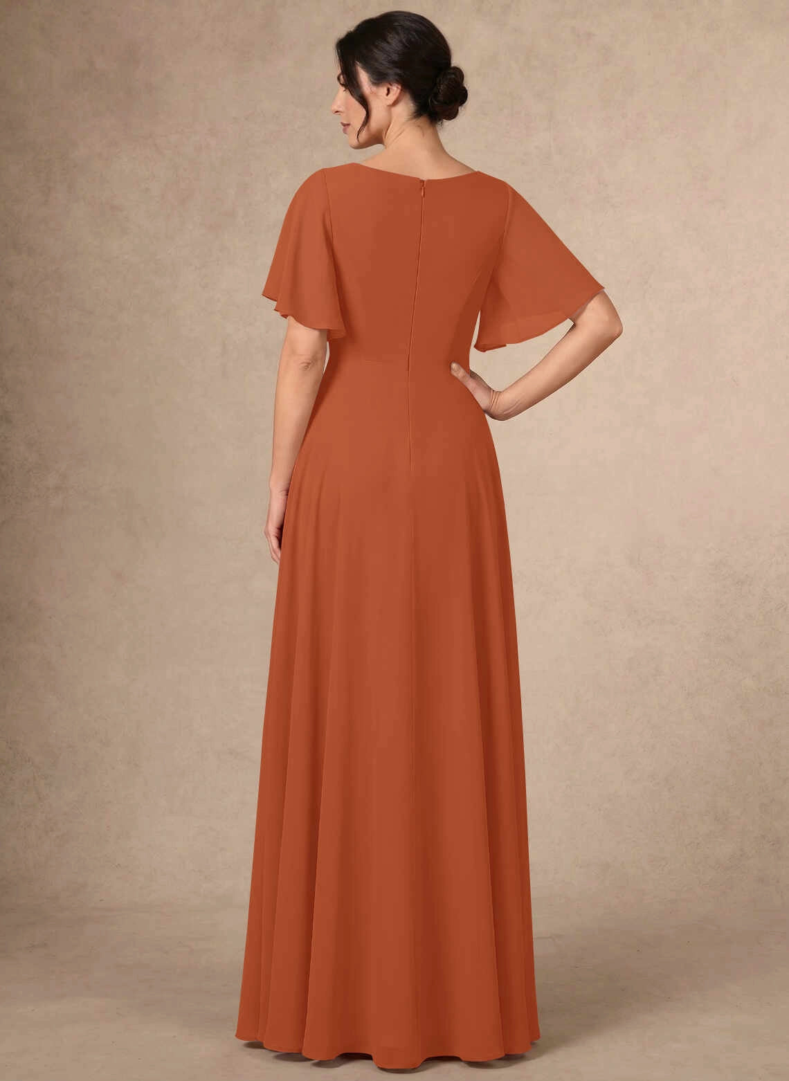 Vedress Simple Solid Back Long A‑Line Formal Gown Back View