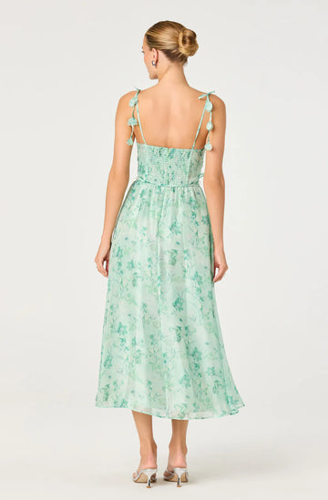 Romantic A Line Sweetheart Organza Midi Floral Casual Dress