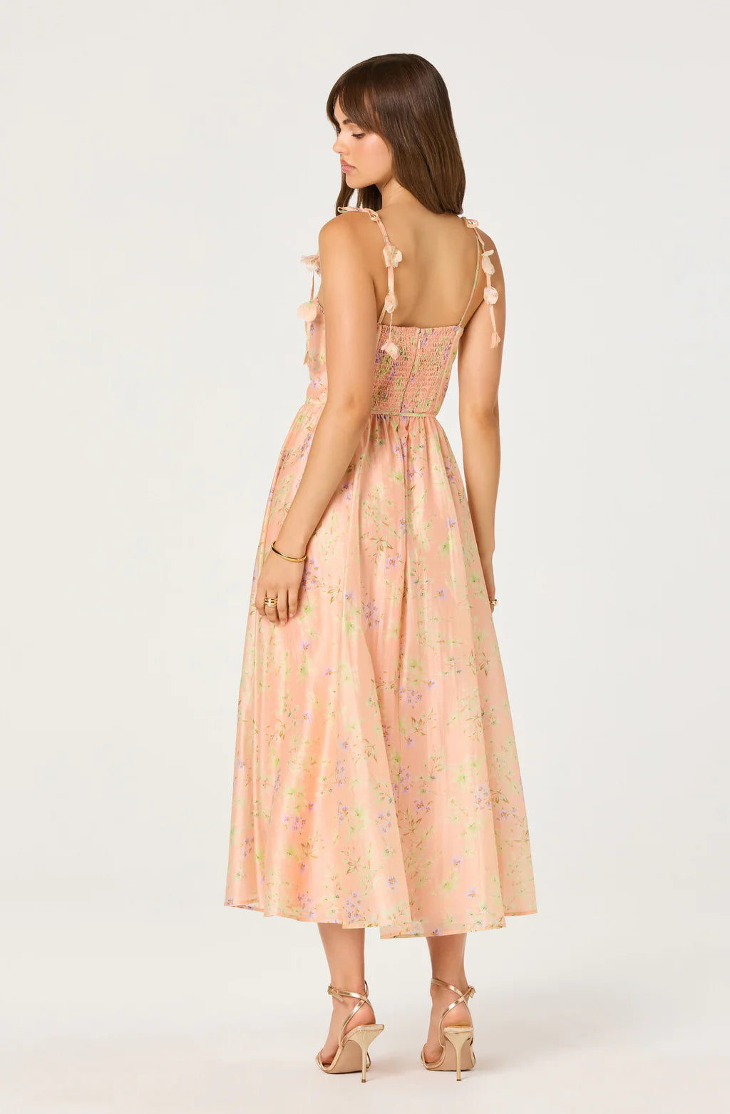 Romantic A Line Sweetheart Organza Midi Floral Casual Dress