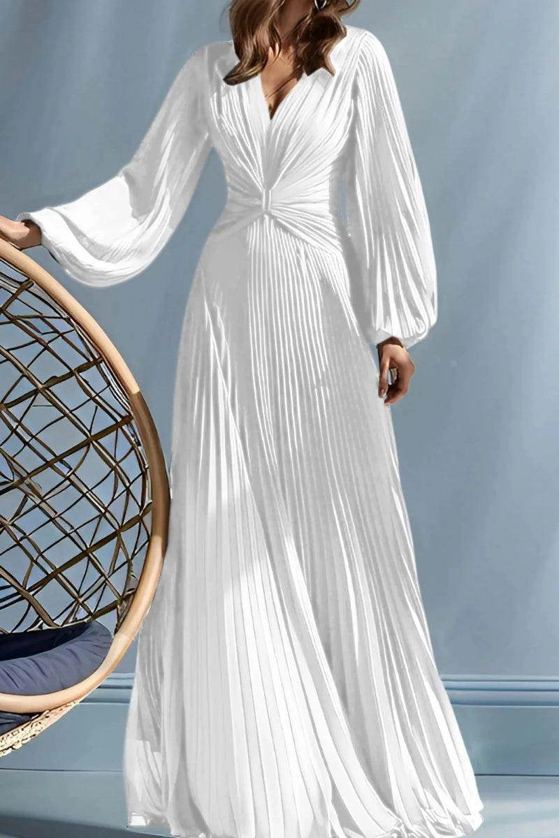Flowy A-Line V Neck Long Sleeve Zip Back Floor Length Mother Of The Bride Dress