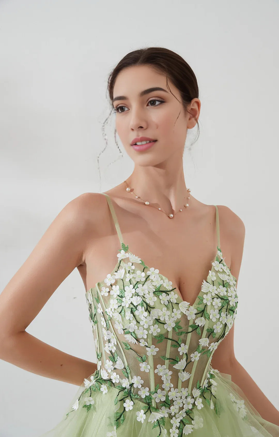 Aline SpaghettiStrap Tulle Puffy Short Applique Corset Homecoming Dress