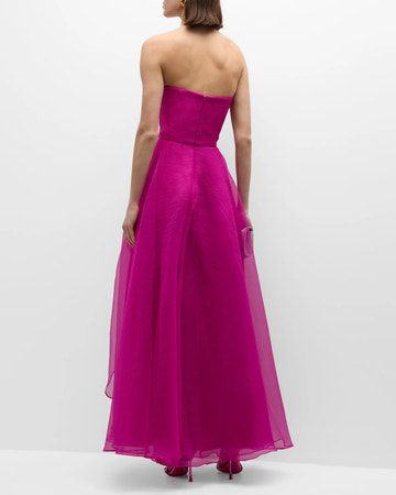 Aline Strapless Chiffon FloorLength Ruffled Formal Evening Dress Draped Gown