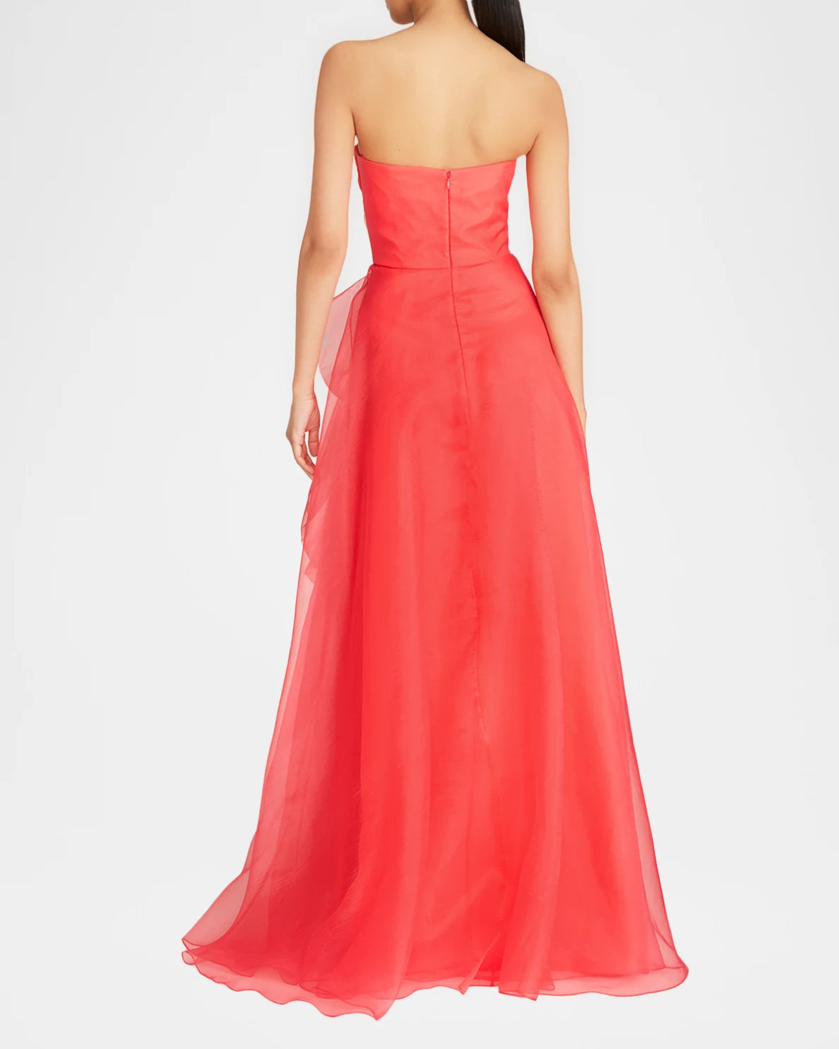 Aline Strapless Chiffon FloorLength Ruffled Formal Evening Dress Draped Gown