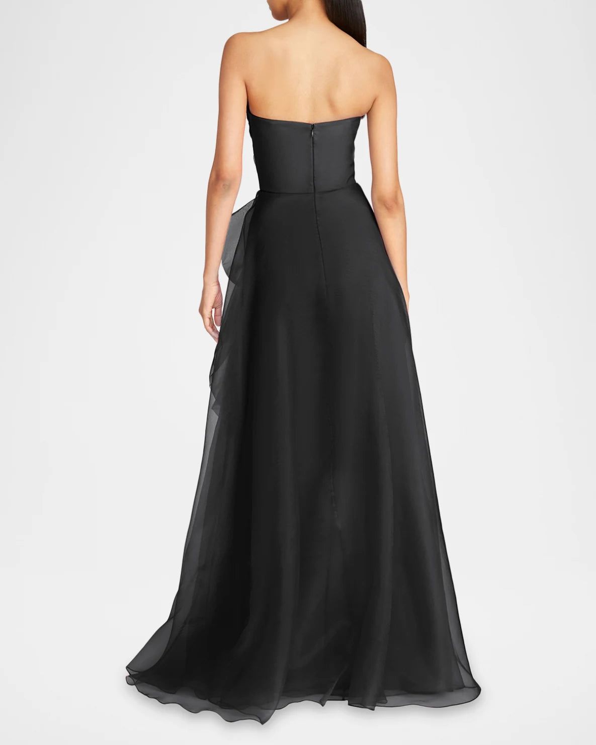Aline Strapless Chiffon FloorLength Ruffled Formal Evening Dress Draped Gown