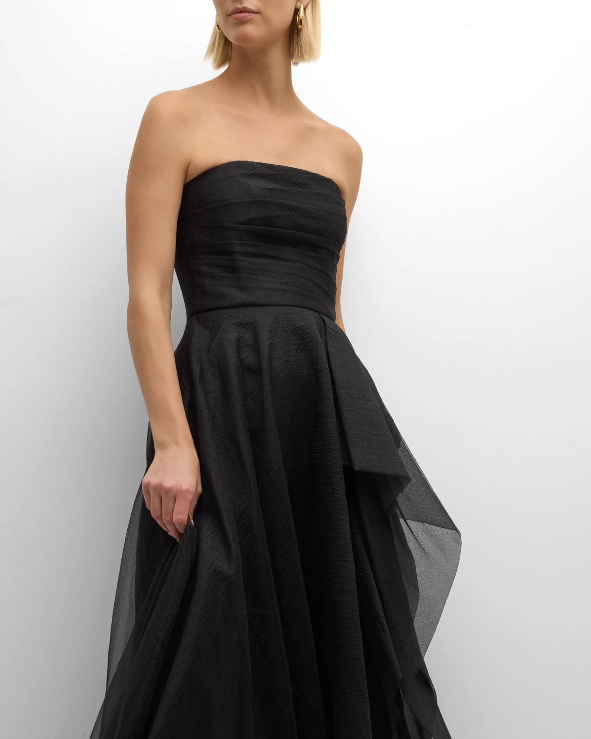 Aline Strapless Chiffon FloorLength Ruffled Formal Evening Dress Draped Gown