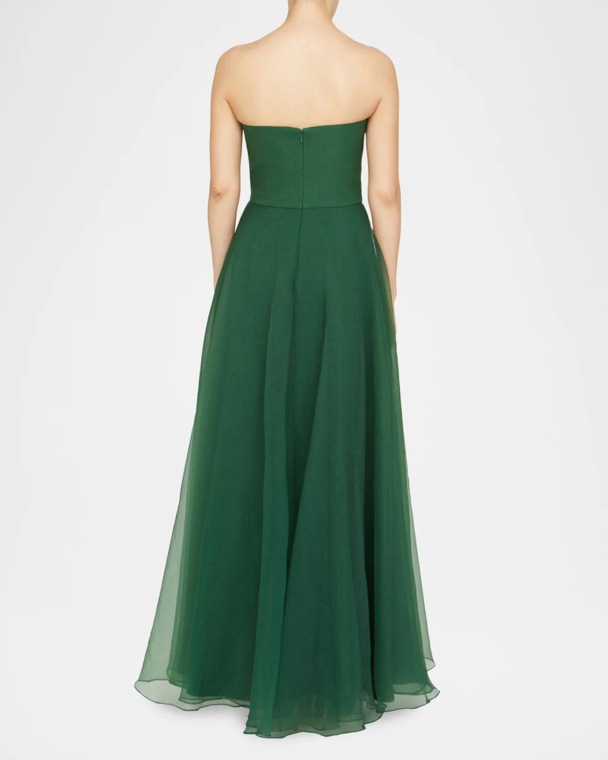 Aline Strapless Chiffon FloorLength Ruffled Formal Evening Dress Draped Gown