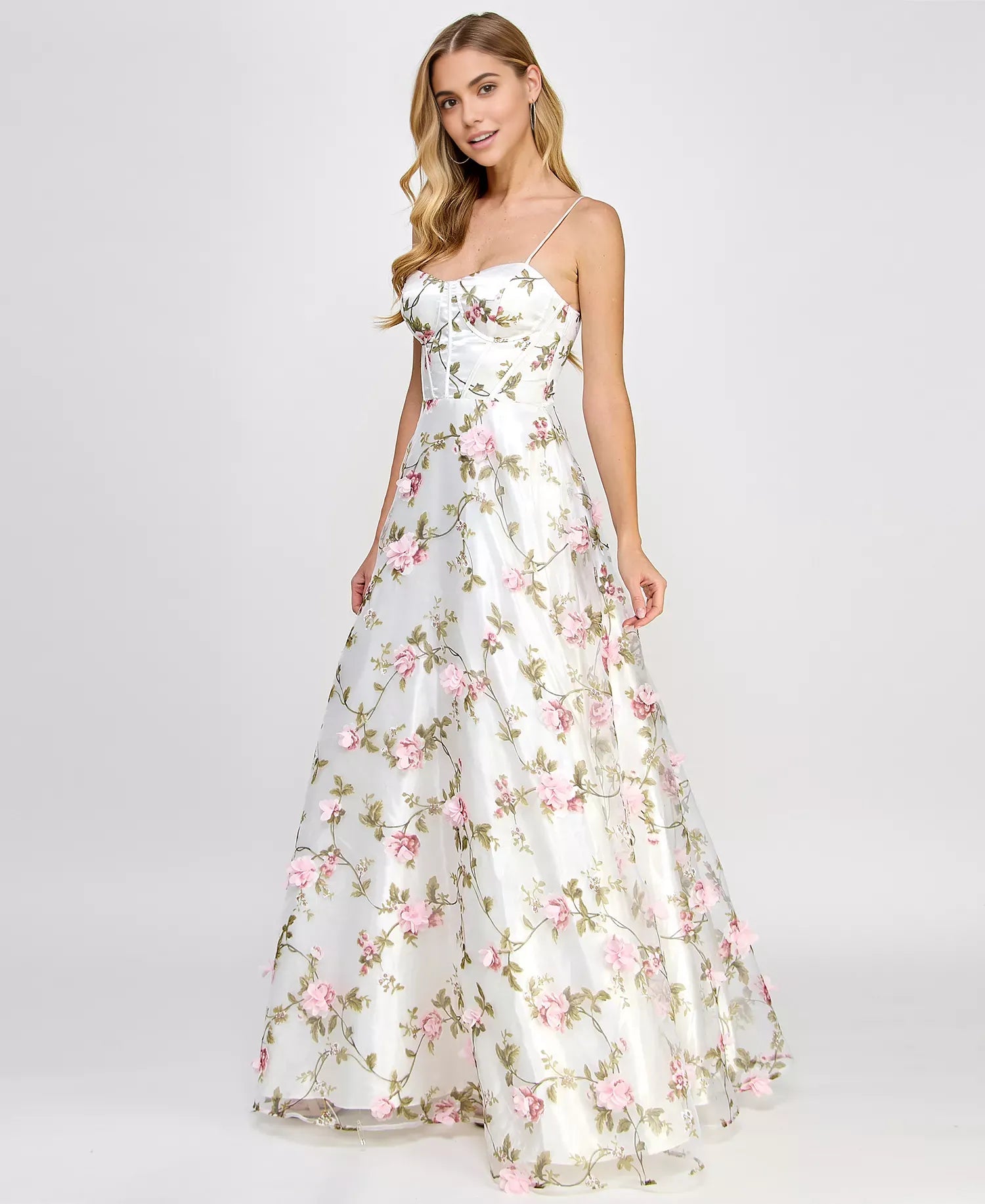 Vestido de fiesta con corsé de organza, corte en A, adornado con flores 3D, modelo Sweetheart