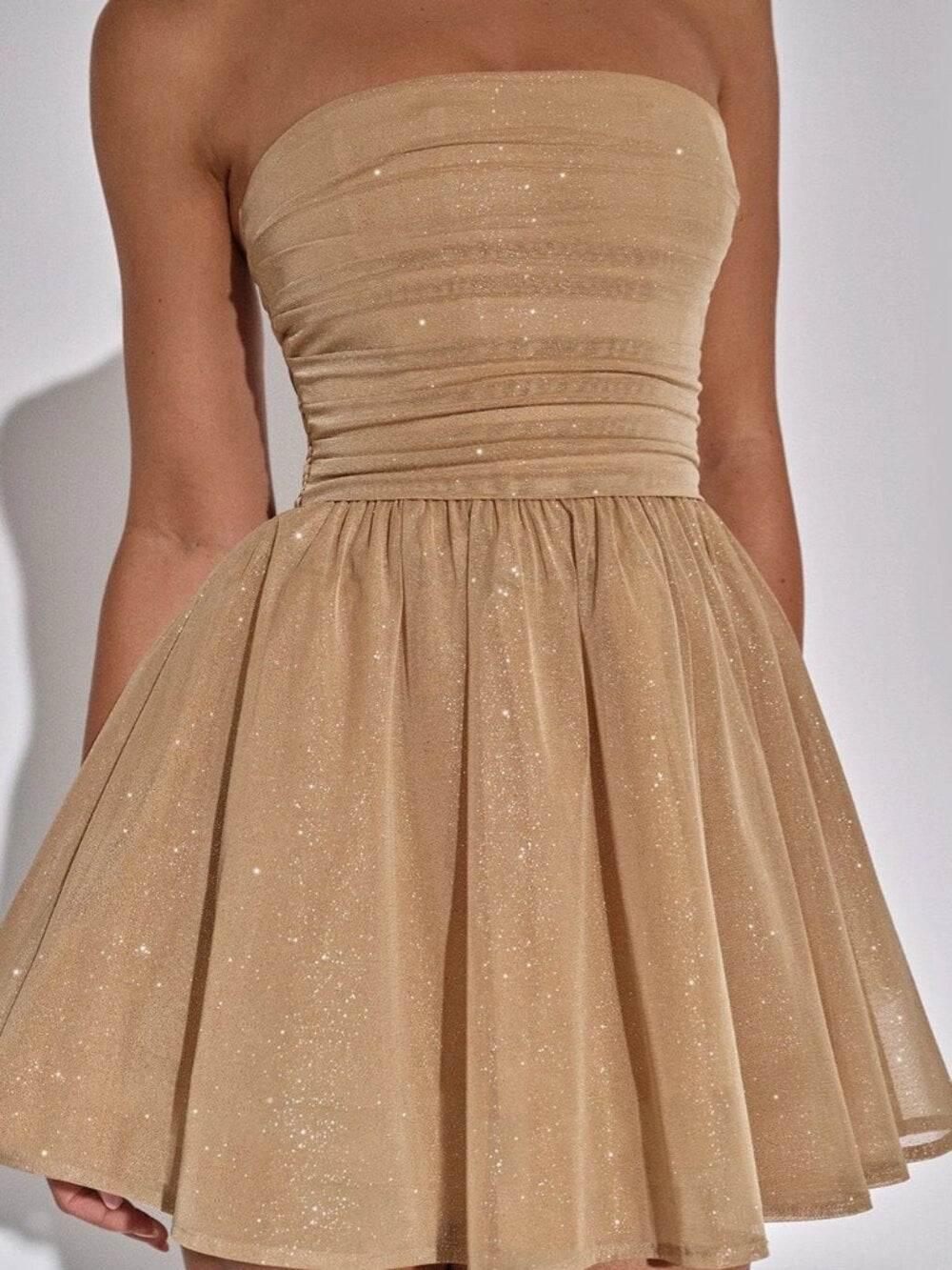 Sparkly A‑Line Strapless Sweetheart Bow‑Back Mini Homecoming Dress