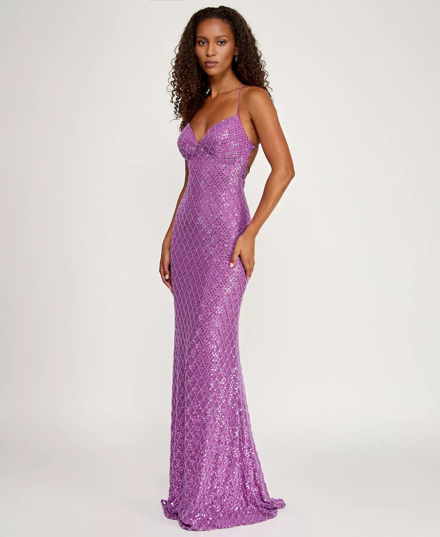 Beaded Mermaid Sweetheart Patterned Sequin Floor Length Criss Cross Evening Gown