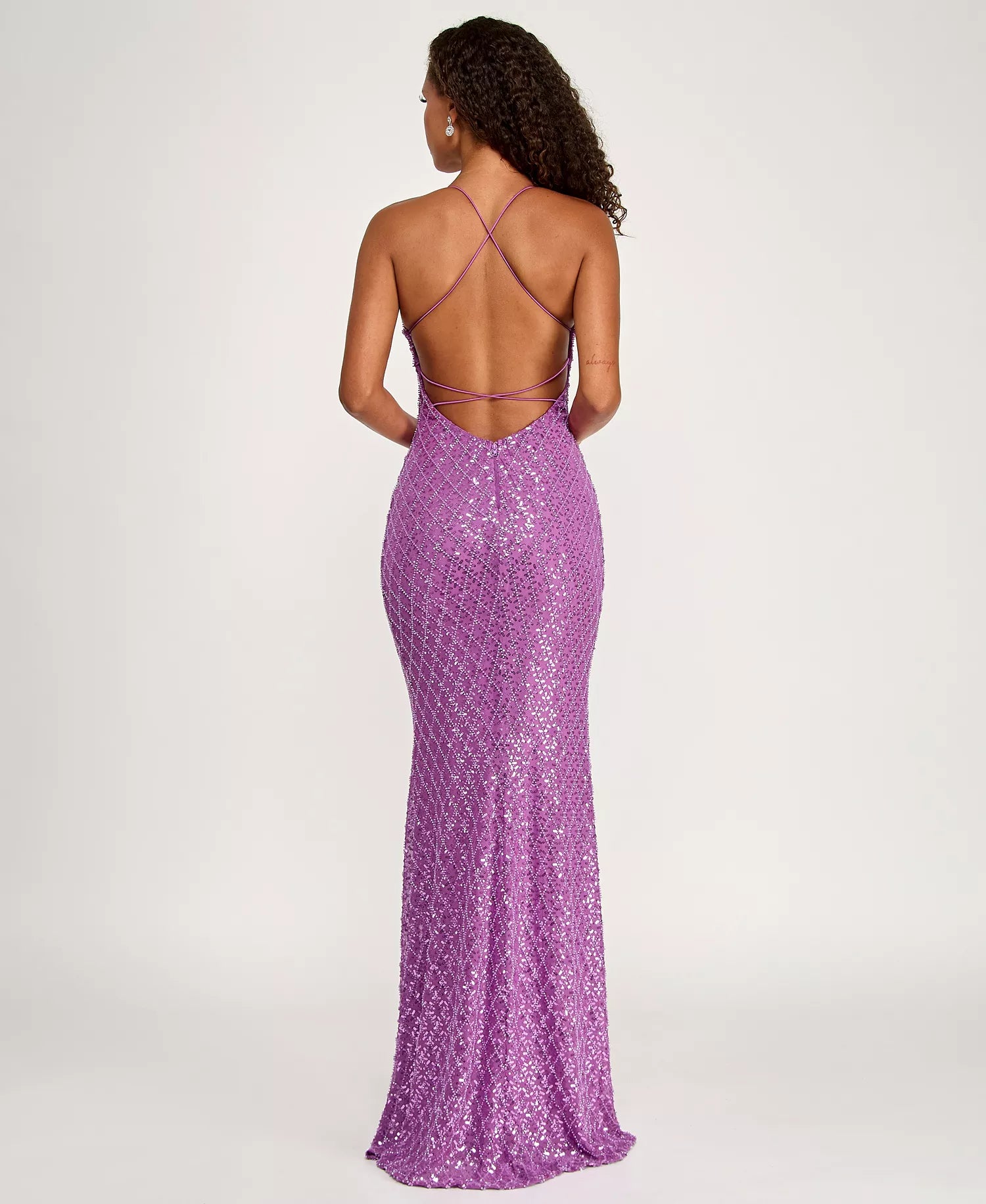 Beaded Mermaid Sweetheart Patterned Sequin Floor Length Criss Cross Evening Gown