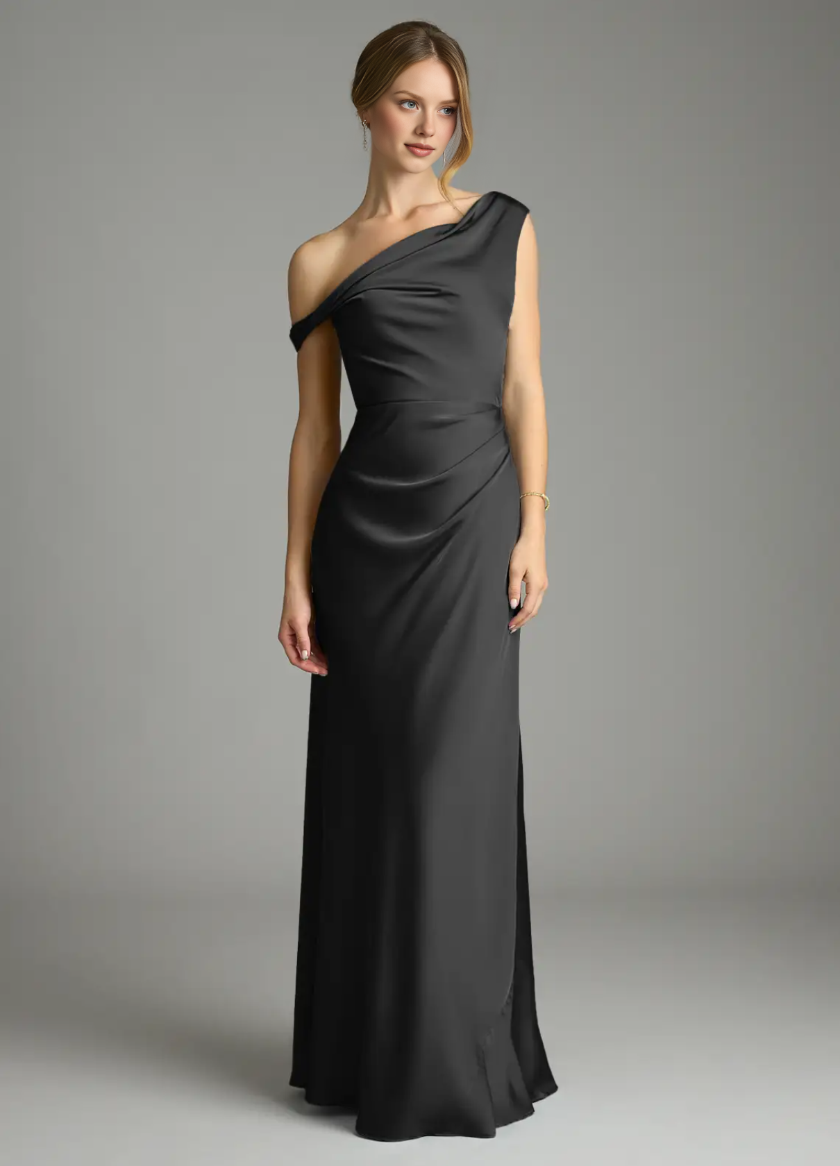 Elegant Off-the-Shoulder Satin Evening Gown with Mermaid Silhouette Party Wedding Guest Bridesmaid Dresses
