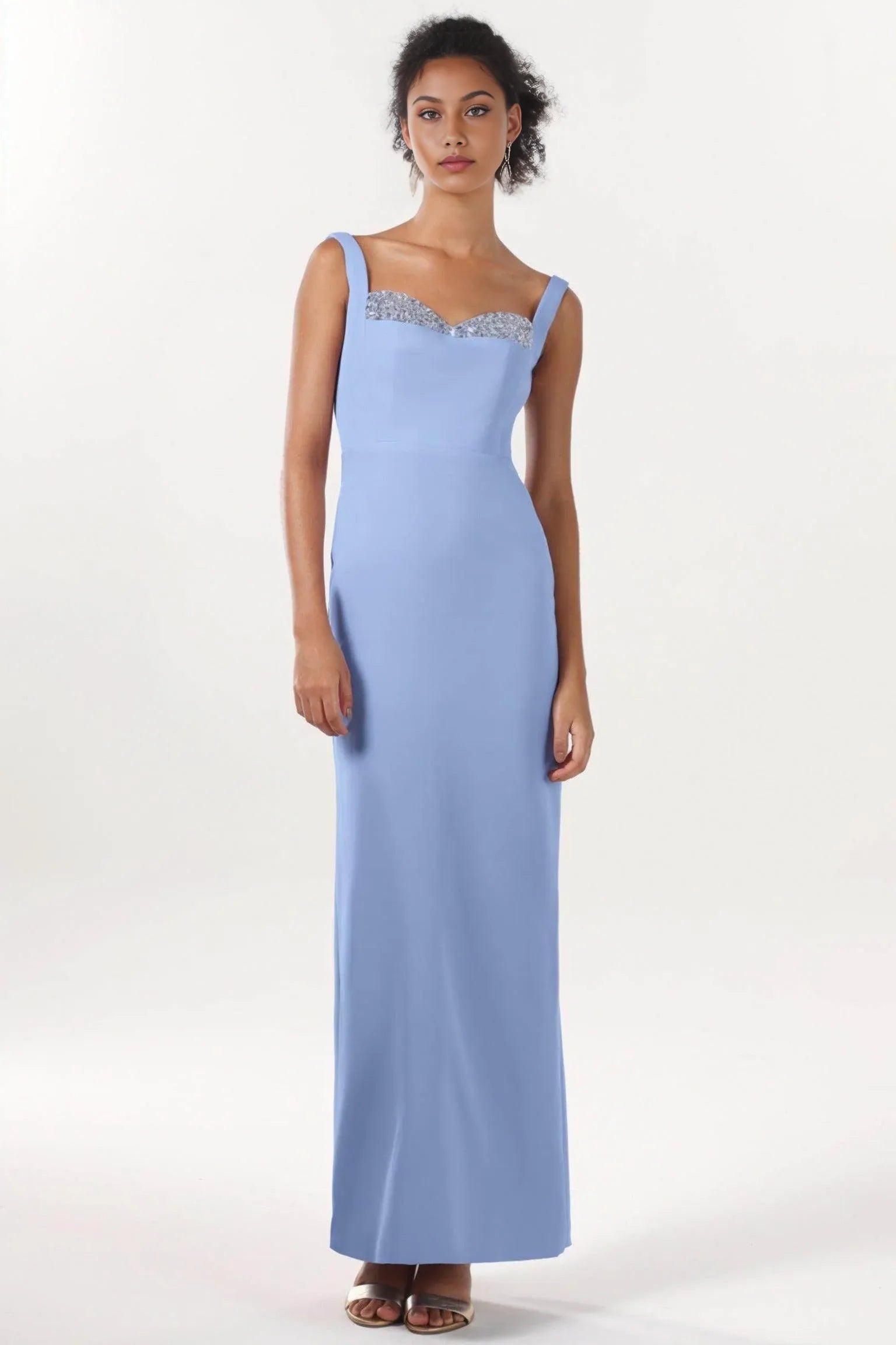 Graceful Sheath-Column Sweetheart Sleeveless Crepe Beaded Formal Evening Dress