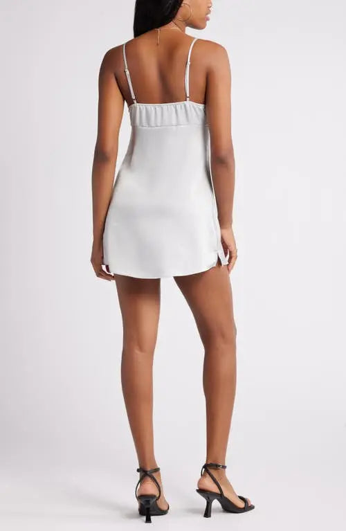 Cowl Neck A-Line Satin Slip Mini Homecoming Dress | Adjustable Straps & Side Slit Party Dress for Weddings, Parties & Bridal Events