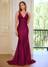 Deep V-neck Mermaid Prom Dress Elegant Sleeveless V-Neck Mermaid Gown with All-Over Sequin Embroidery