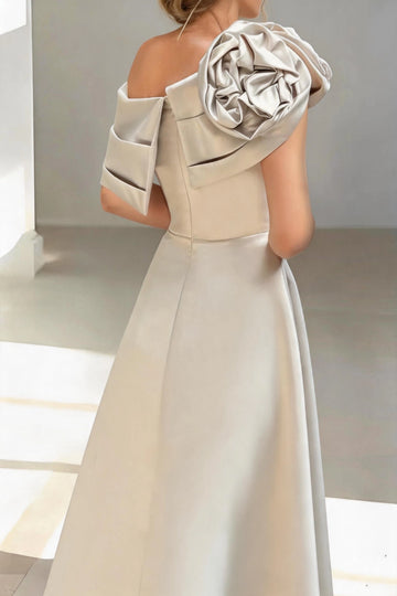 Luxury A-Line One Shoulder Sleeveless Zip Back Floor Length Mother Of The Bride Dress