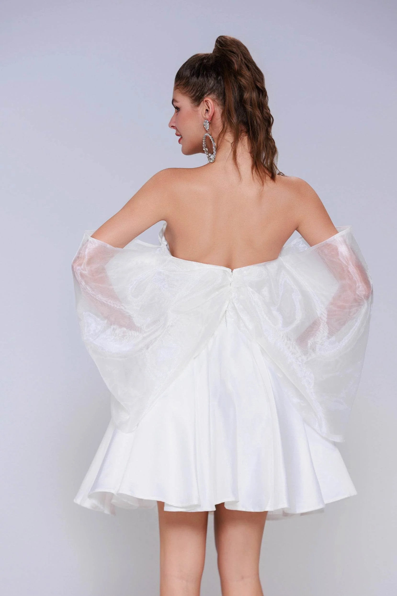 A-line Princess Sweetheart Off-Shoulder Organza Sequin Homecoming Dress