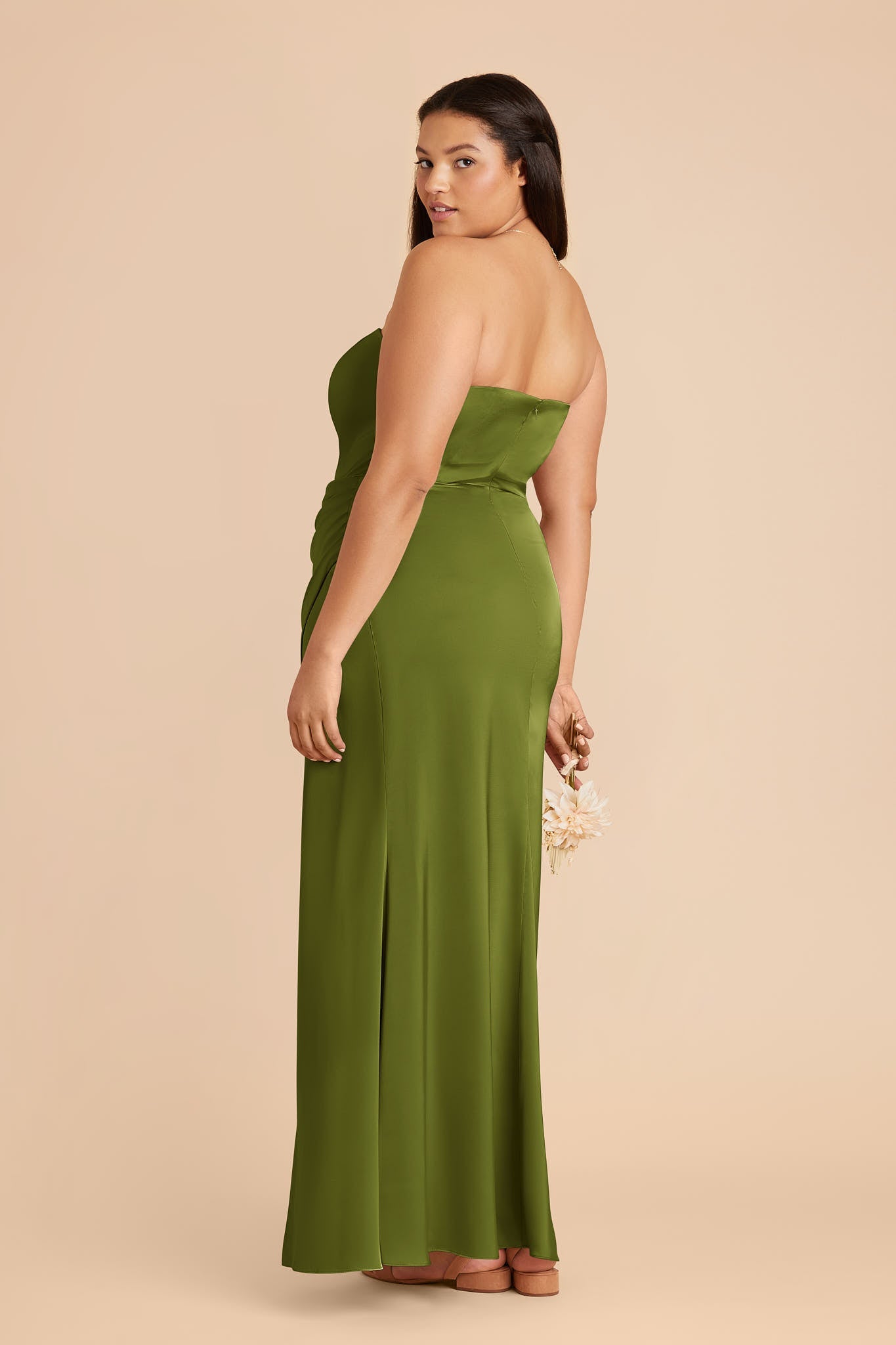 Vestido maxi de satén glamuroso con abertura lateral y opciones de escote ajustable/sin tirantes Vestidos de dama de honor