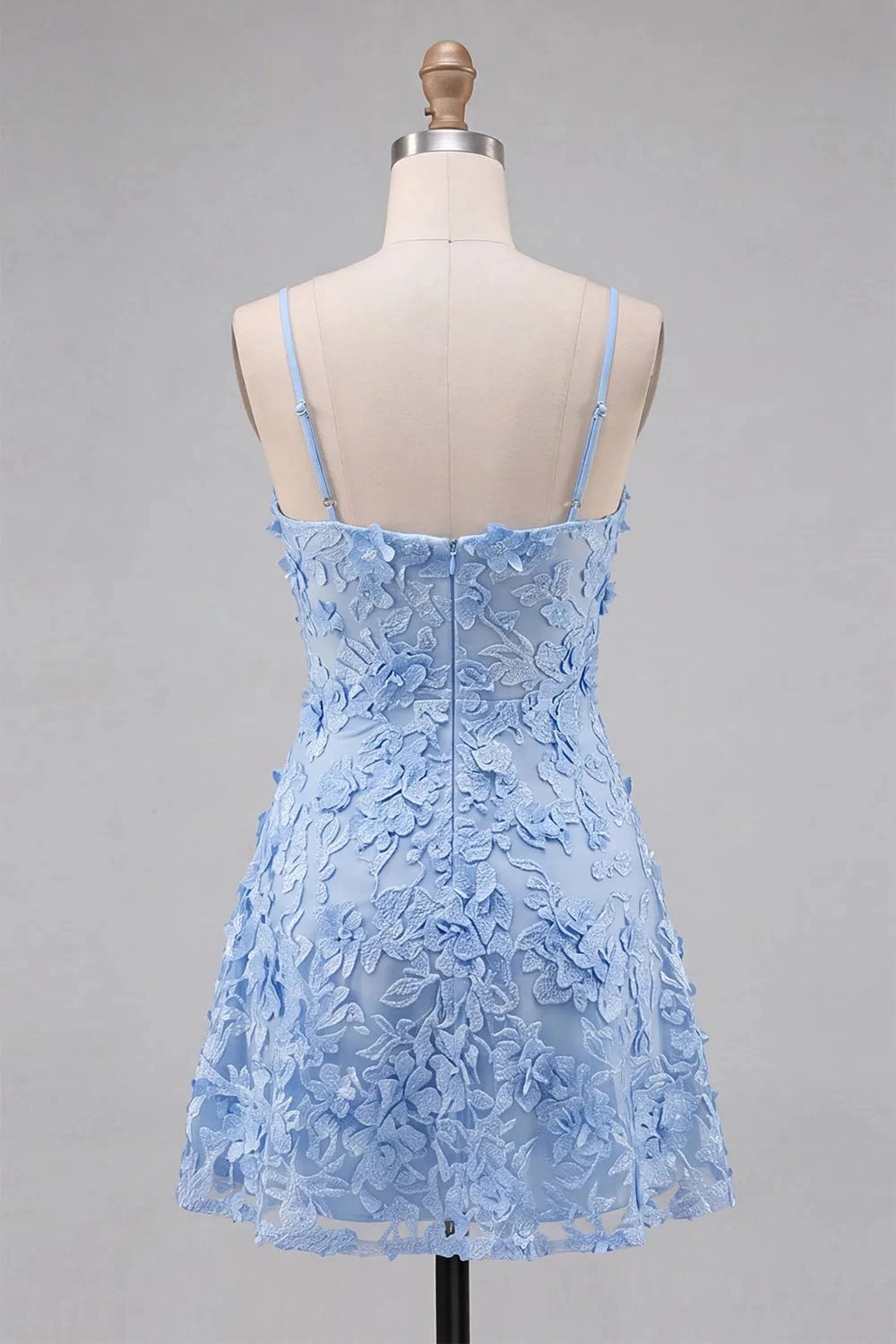 Charming A‑Line Sweetheart Spaghetti‑Strap Low‑Back Short Homecoming Dress