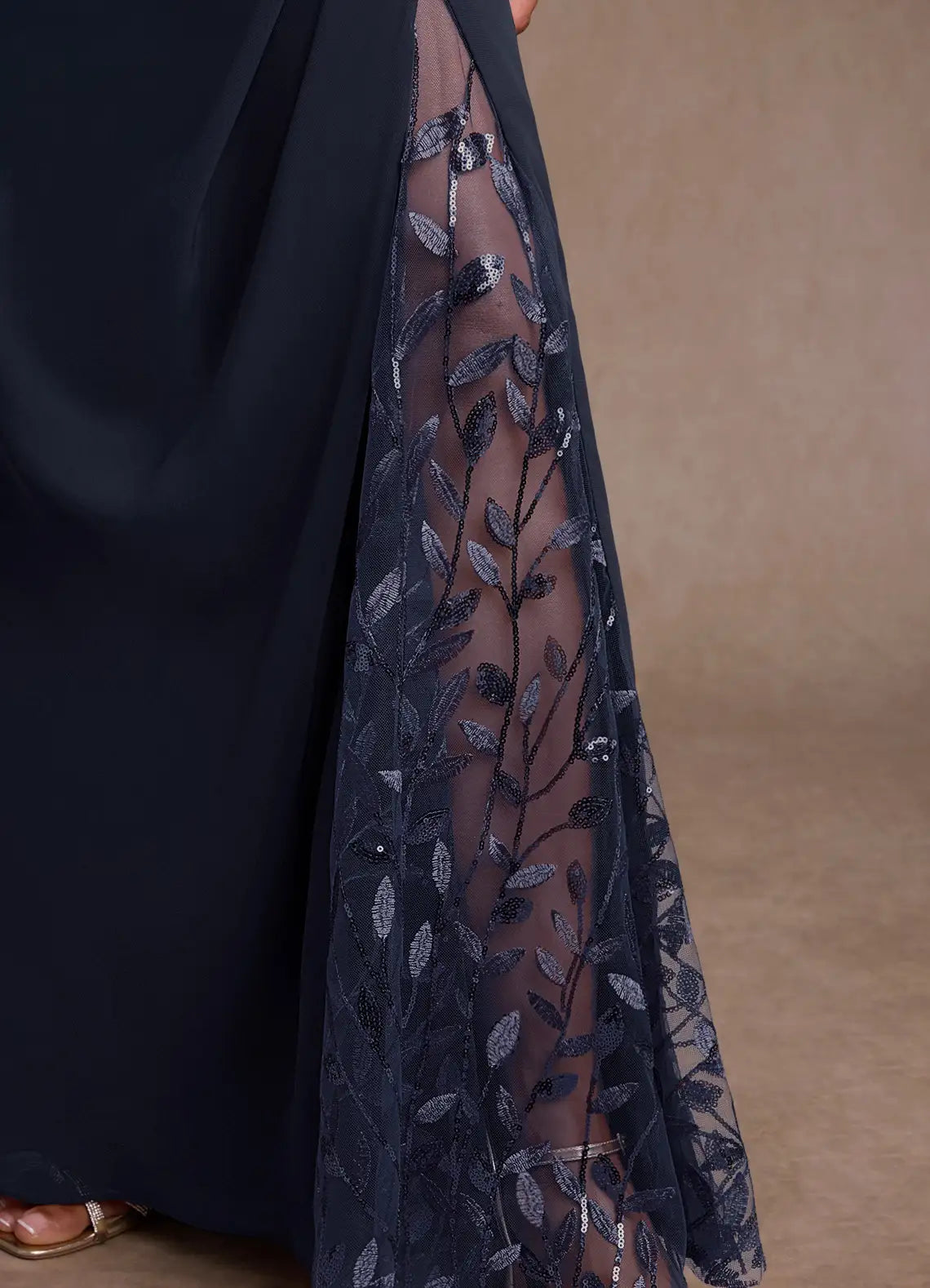 Elegant Sheath V Neck Chiffon Maxi Dress Sequin Lace Mother of the Bride Dress