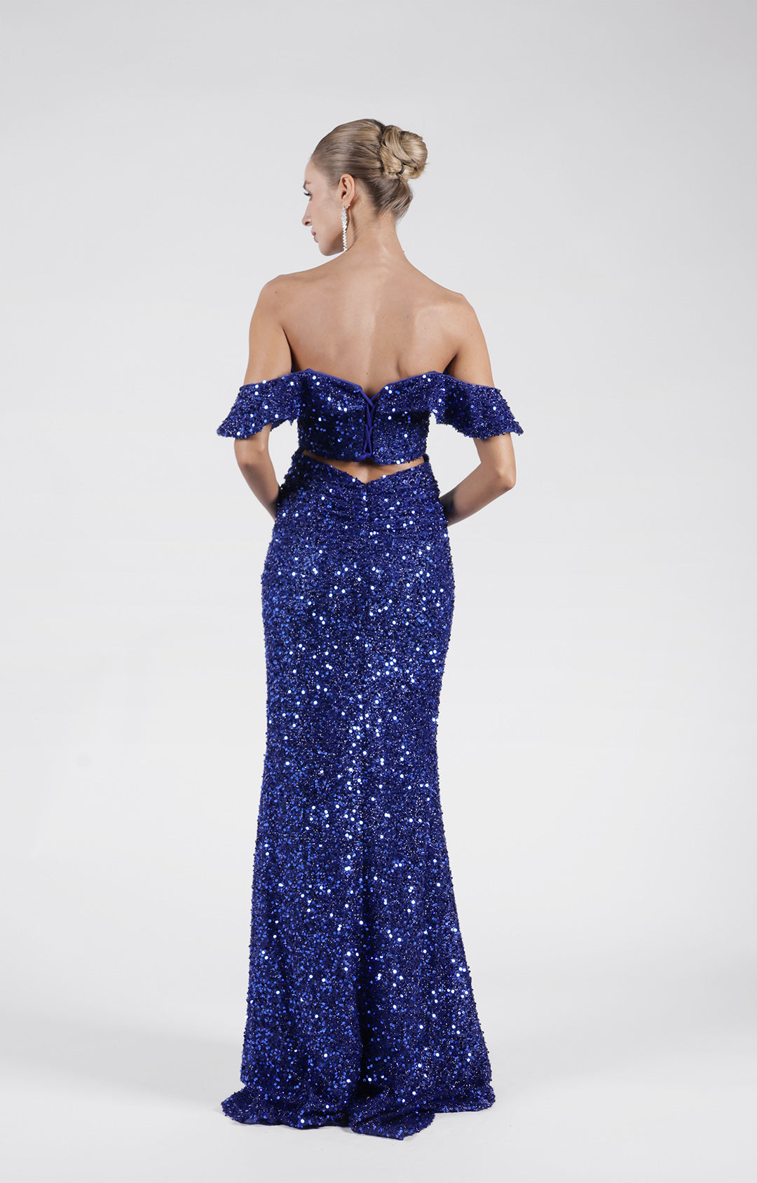 Off-the-Shoulder Sequin Mermaid Gown with High Slit Formal Evening Dress